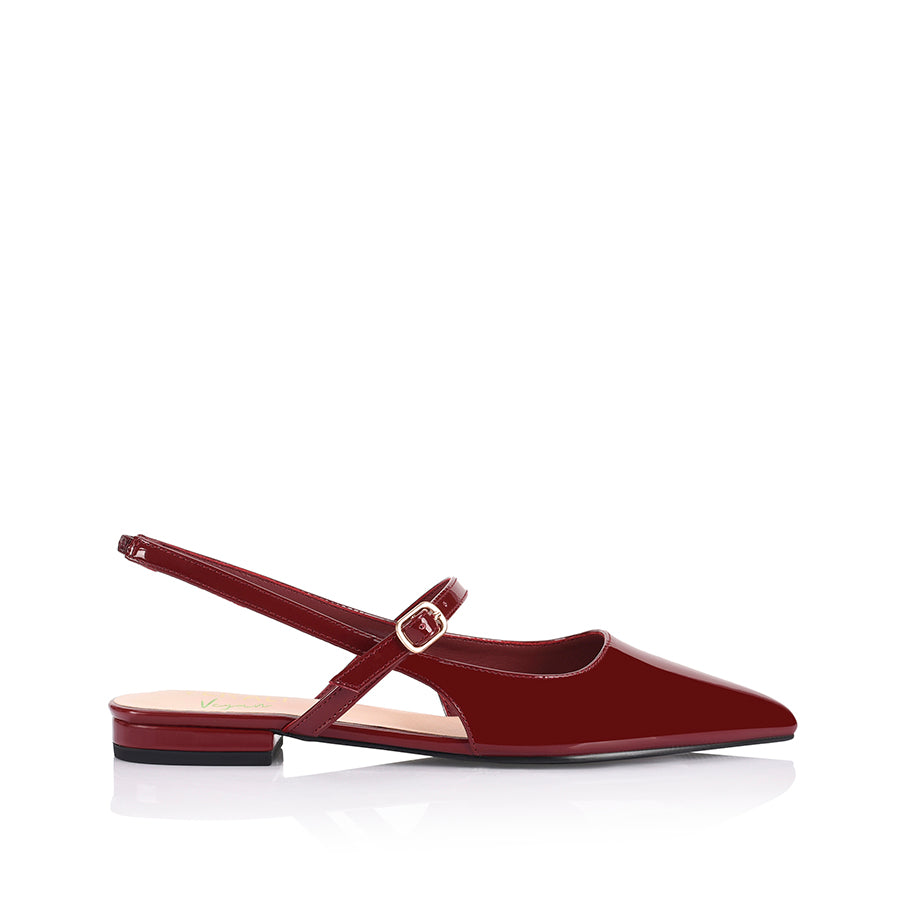 Hiatus Sling Back Flats - Wine Patent Leather Comfortable Women's Shoes for Work, Date Night & Casual Outfits