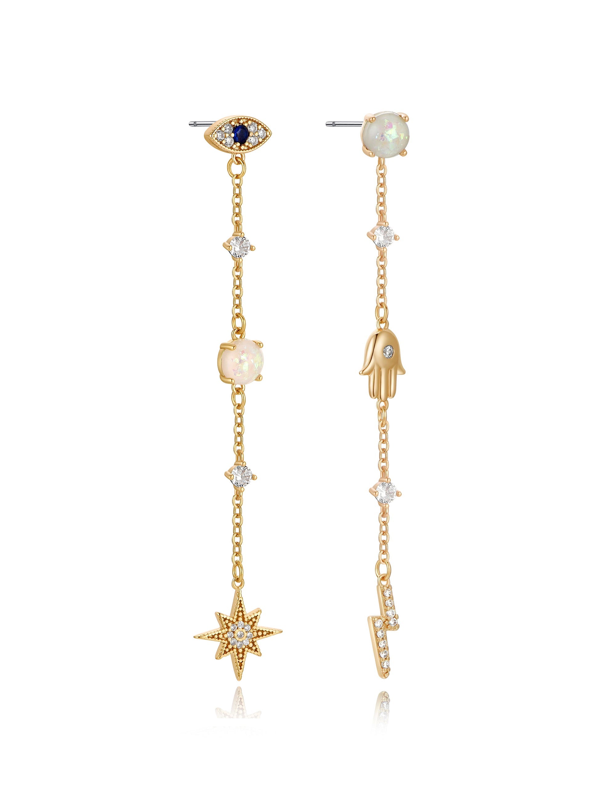 Opal Dangle Earrings with Charms - Elegant Bohemian Jewelry for Women - Perfect for Parties, Weddings & Everyday Wear