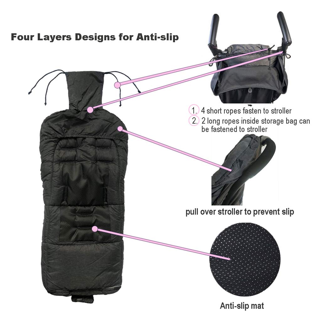 Waterproof & Adjustable Winter Stroller Bunting for Toddlers 6-36M - Cozy Outdoor Footmuff with Hood, Central Zipper & DIY Play Stickers - Perfect for Strolls, Shopping & Winter Adventures