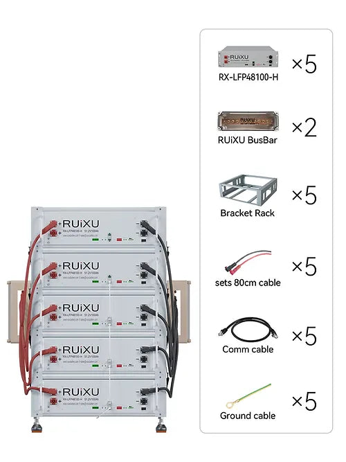 RUiXU Stackable Battery Mounting Bracket - Flexible & Adjustable Installation for Solar Panels, RVs, and Off-Grid Power Systems