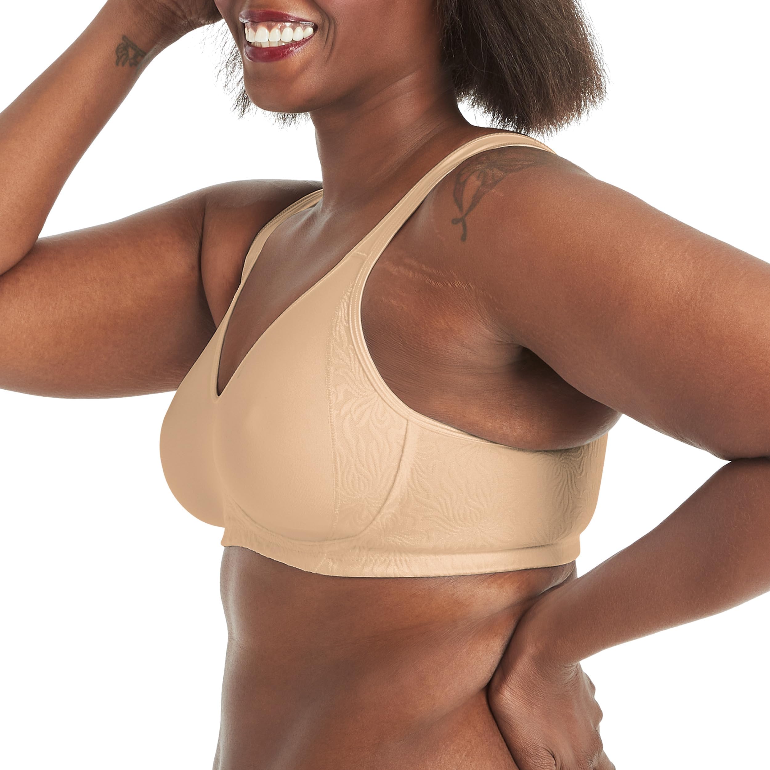 PLAYTEX Women's 18 Hour Side & Back Smoothing Cooling Wireless Bra - 4-Way Support T-Shirt Bra for All-Day Comfort (Single or 2-Pack) - Perfect for Work, Yoga & Everyday Wear