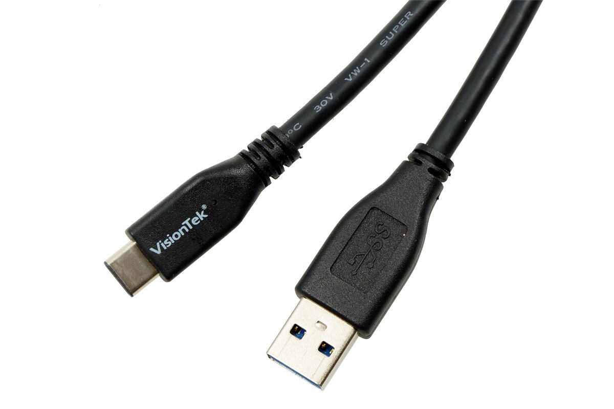 VisionTek USB 3.1 Gen 2 Type C to Type A Cable 10Gbps 1M (3.3ft) Fast Charging & Data Sync for MacBook, Samsung Galaxy, iPhone 15 - Perfect for Office, Travel & Home Use