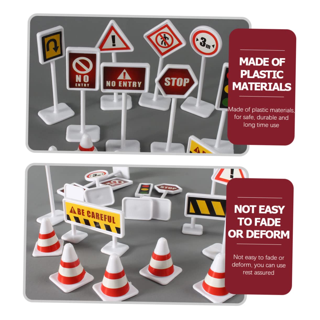 10 Sets Mini Roadblock Sign Toys - Educational Traffic Cones & Road Signs for Kids, Train Sets & Miniature Scenes - Perfect for Bedroom Play, Drawer Storage & DIY Traffic Layouts