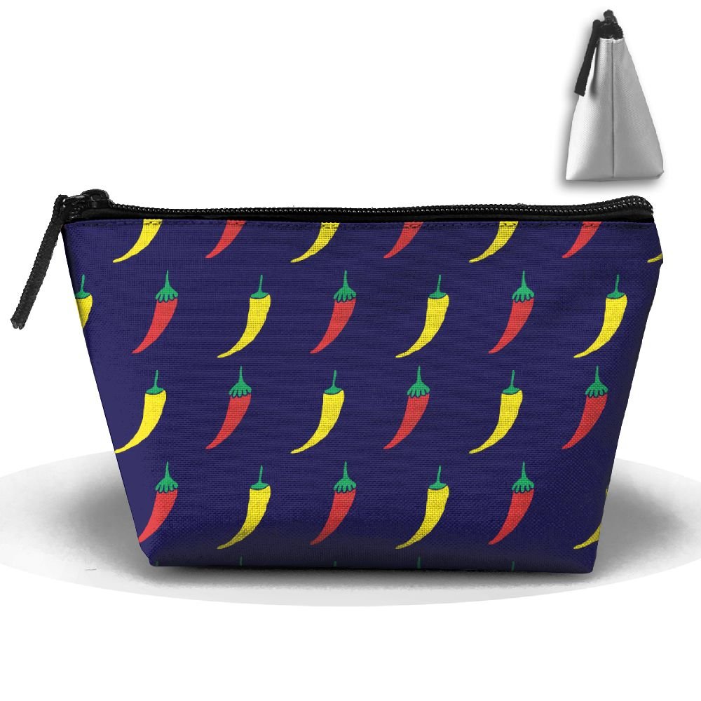 Multifunctional Taco Pepper Chili Print Portable Trapezoid Cosmetic Bag - Perfect for Travel, Makeup Storage & Organizing Toiletries
