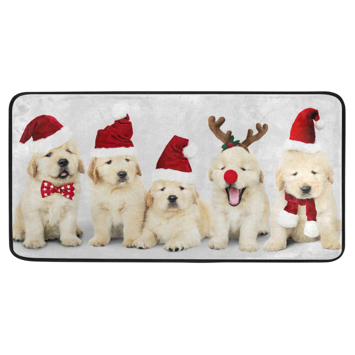 Non-Slip Golden Retriever Puppy Christmas Kitchen Mat - 39x20 Inch Indoor/Outdoor Doormat, Soft Floor Rug for Home Decor - Perfect for Holiday Entryways, Pet-Friendly Kitchens & Cozy Living Spaces