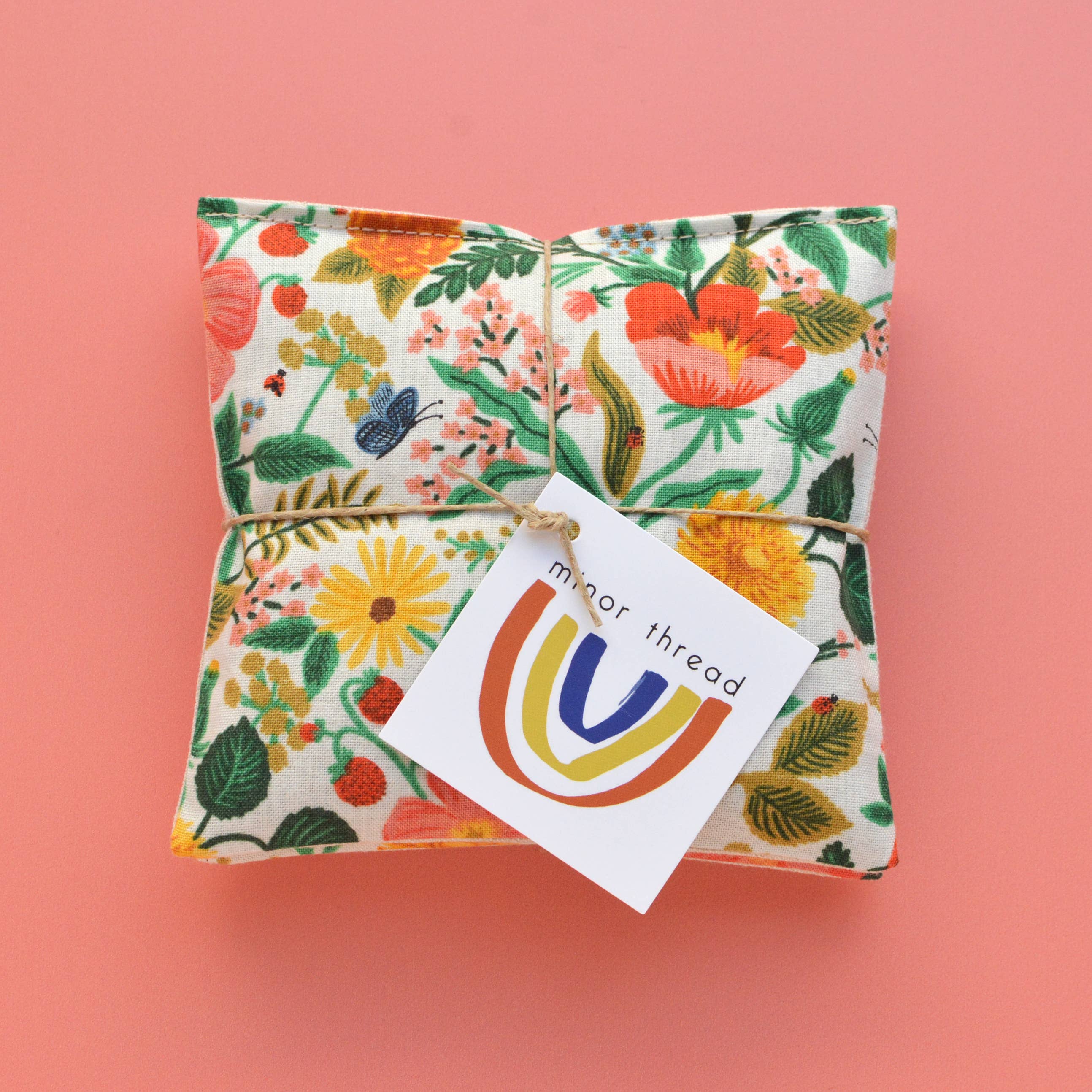 Minor Thread Lavender Sachet Bundle - Poppy Fields in Cream Botanical Flora Scented Drawer Liners | Home Fragrance for Closets, Dressers & Gift Giving