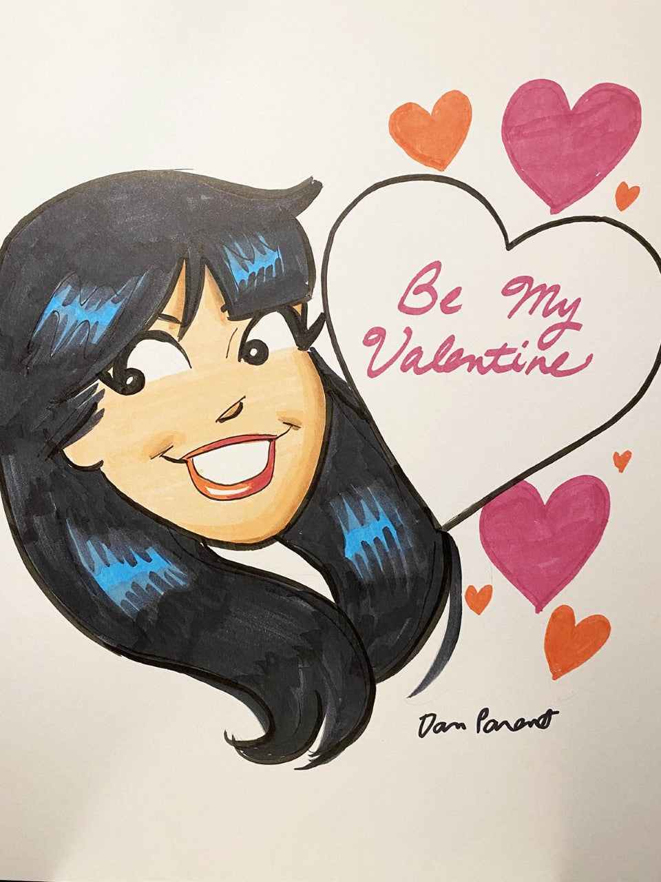 Dan Parent Original Custom Valentine's Day Portrait Art - Personalized Romantic Gift for Couples, Anniversaries & Weddings