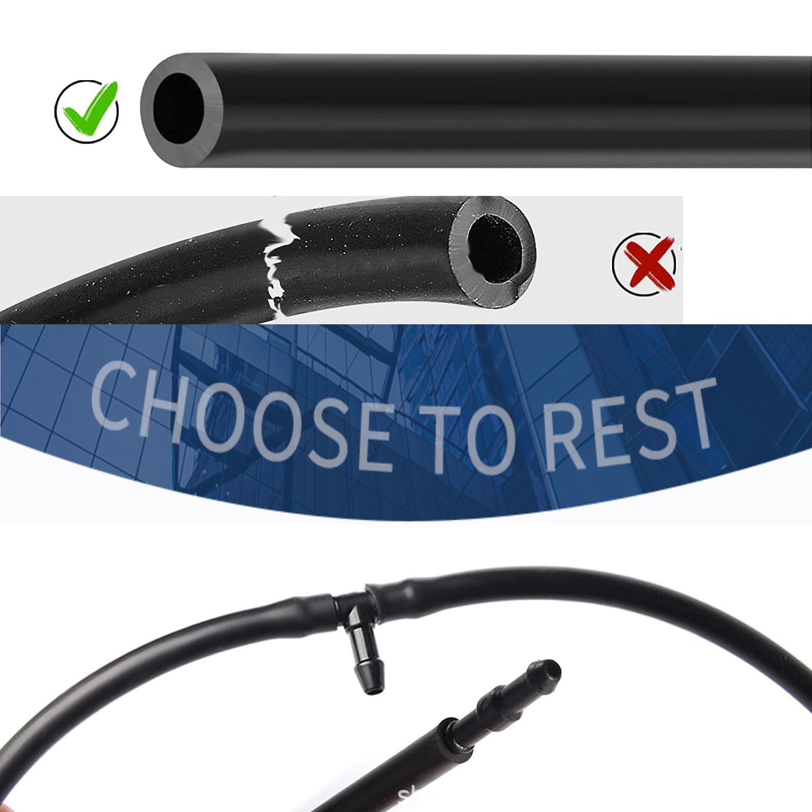 30 PCS Universal Car Windshield Washer Hose Kit - 13.1Ft/4m Durable Rubber Hose with 30 Quick-Connect Fittings - Compatible with Most Vehicle Water Pumps & Nozzles (Black) - Perfect for Car Wash, Windshield Cleaning & Fluid System Maintenance