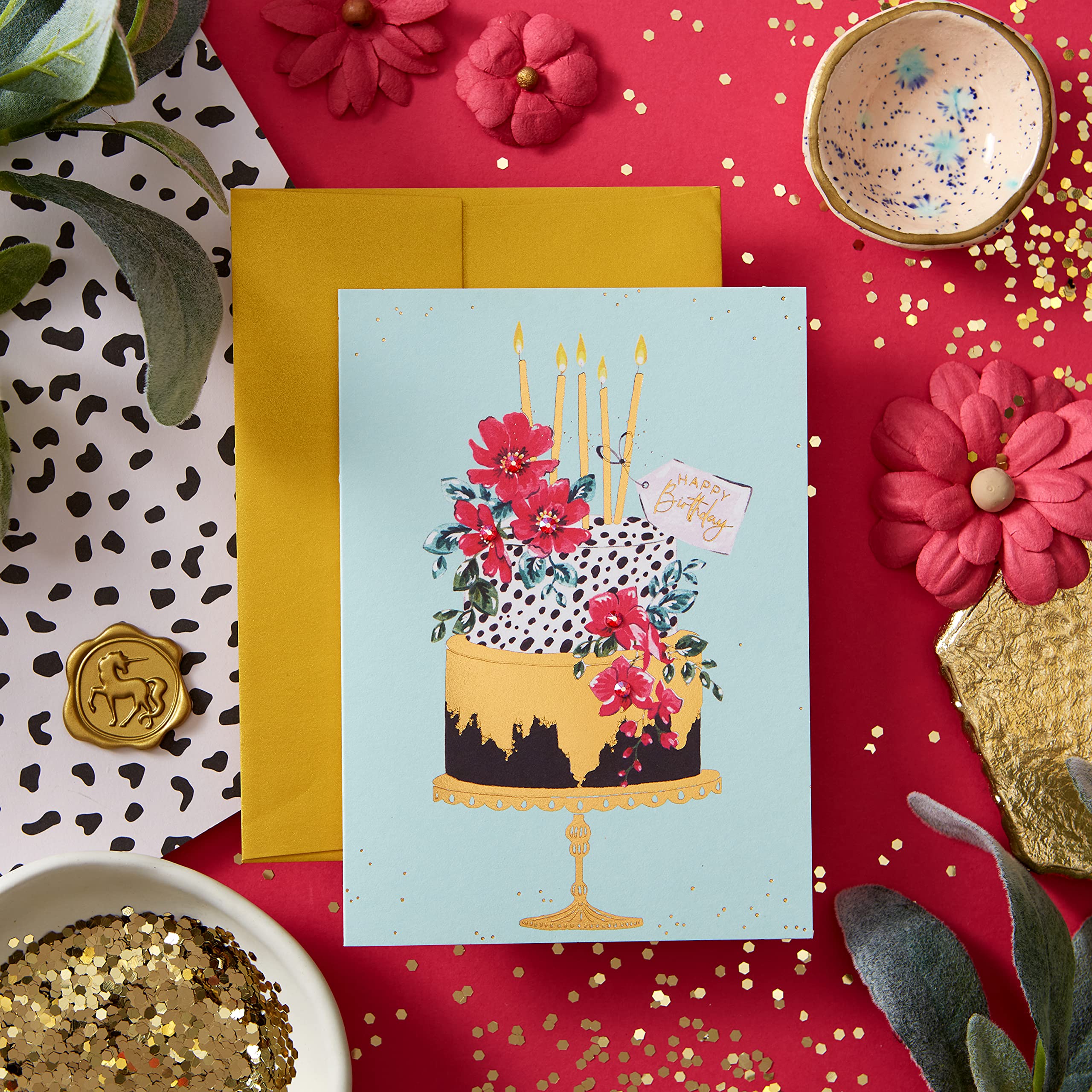 Elegant Birthday Cake Greeting Card - Perfect for Birthdays, Anniversaries & Special Occasions | Handmade Paper Card with Beautiful Design