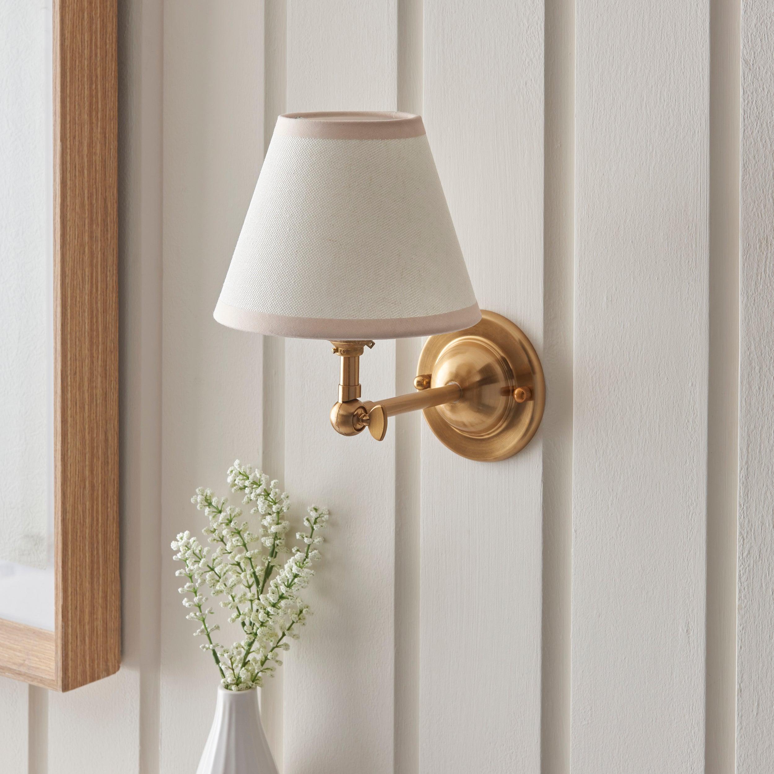 Vintage Brass Dome Wing Wall Light with 16cm White Ivy Shade - Perfect for Bedroom, Living Room, and Hallway Lighting