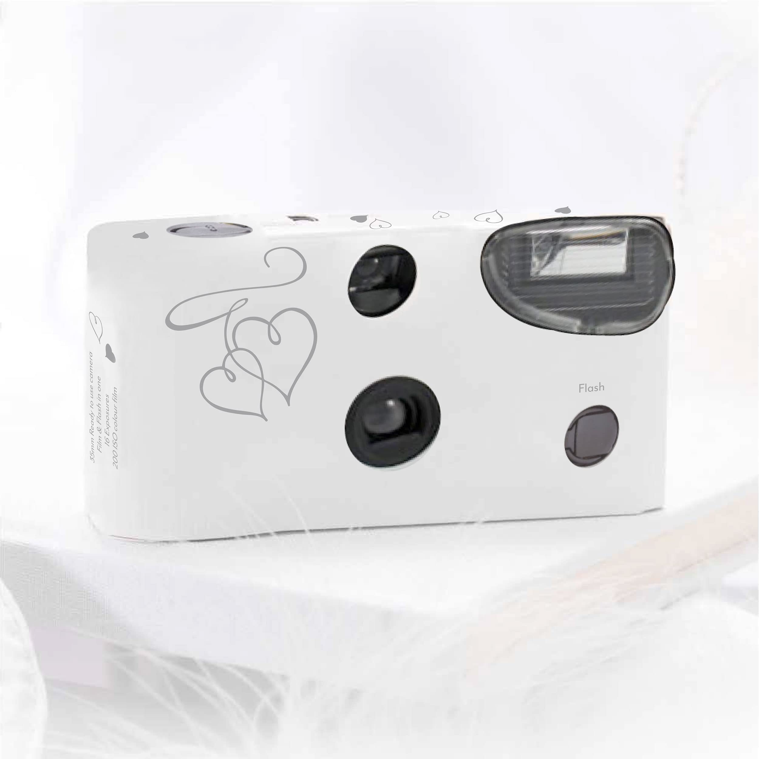 Weddingstar Disposable Camera with Flash - Silver Enchanted Hearts (10 Pack) | Perfect for Weddings, Parties, Events & Special Occasions | Capture Memorable Moments with Vintage Film Style