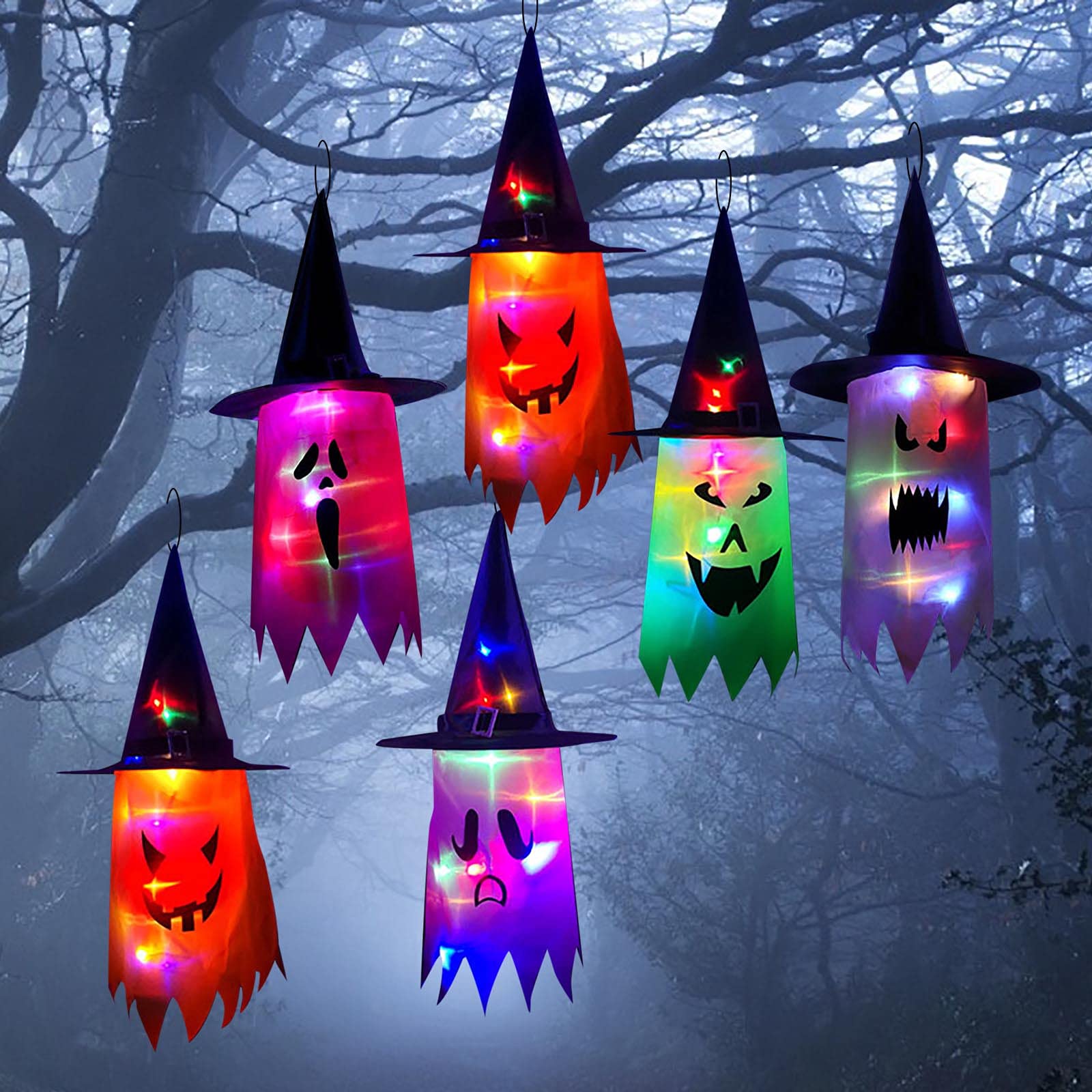 29.5 Inch Halloween Witch Hat LED String Lights - Indoor/Outdoor Decor for Garden, Yard & Party (1 Pack) | Spooky Ghost Hanging Decorations for Halloween Night & Themed Events