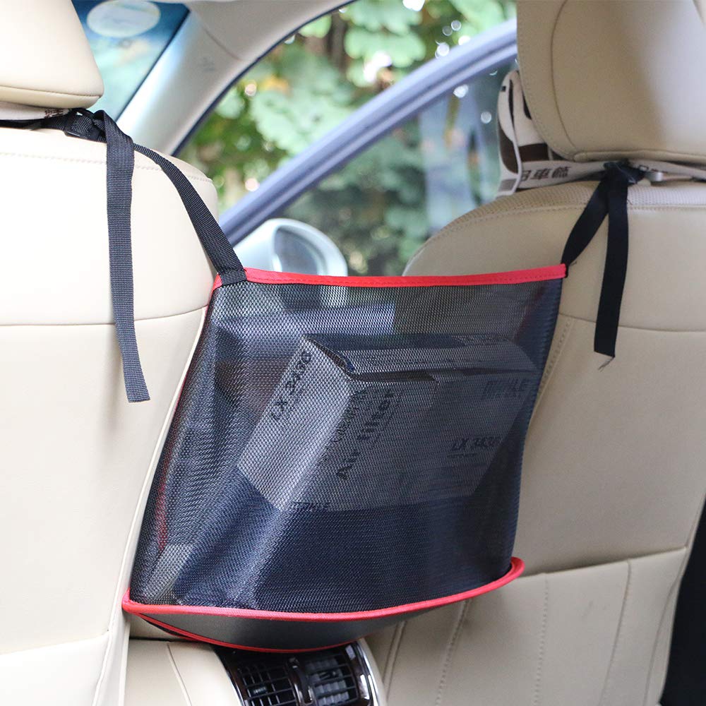 Car Seat Back Organizer - Large Mesh Storage Bag with Pockets for Purse, Phone, Documents & Tissues | Backseat Barrier for Pets & Kids | Multi-Purpose Car Organizer for Travel, Road Trips & Daily Commute