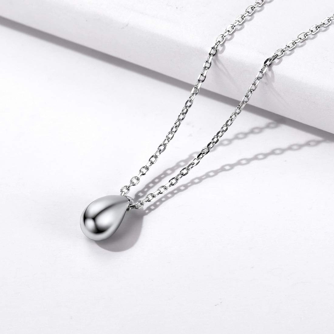ChicSilver Simple Teardrop Necklace 925 Sterling Silver Minimalist Dainty Tiny Pendant Necklace for Women - Perfect for Everyday Wear, Gift Giving & Special Occasions