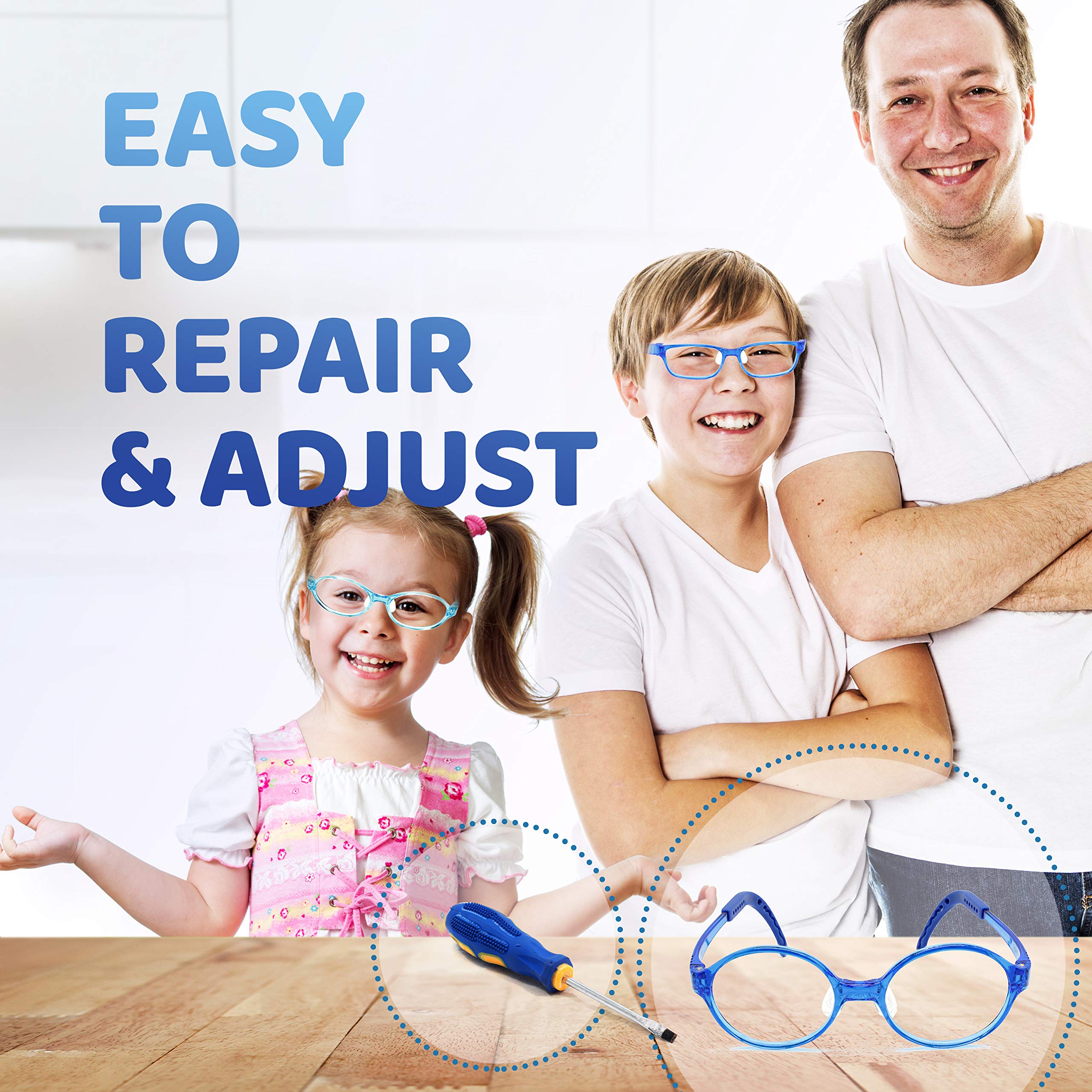 Adjustable Kids Glasses - Prescription Eyeglasses for Children with Flexible Tempo Frame (2004 Model) - Perfect for School, Reading & Outdoor Activities