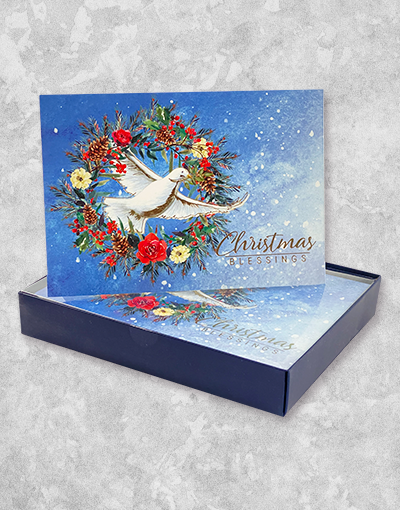 Blessings Dove Christmas Cards - 15 Count Boxed Holiday Greeting Cards for Family & Friends - Perfect for Holiday Wishes, Christmas Gifts & Seasonal Decorations