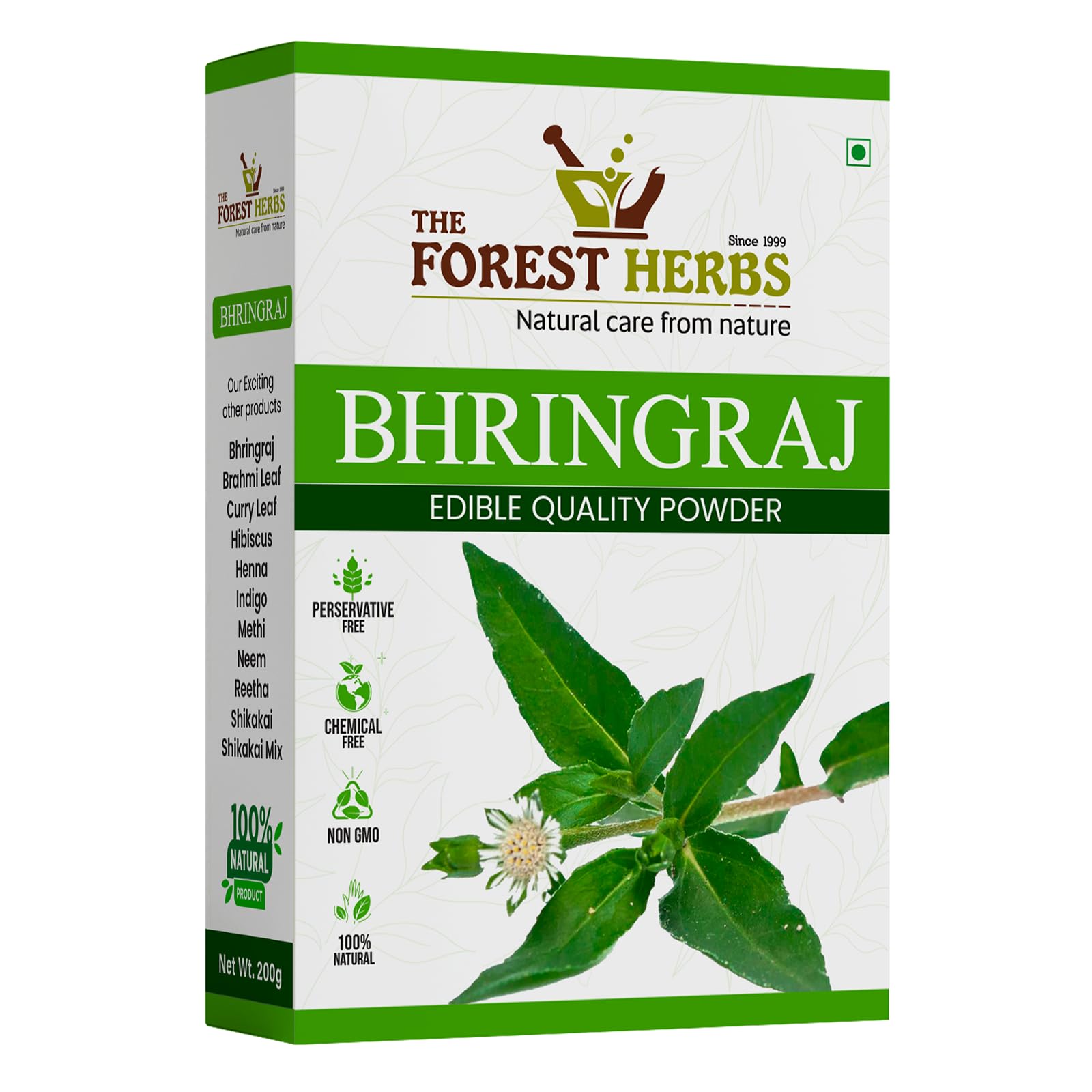 100% Pure Bhringraj Powder for Hair Growth & Scalp Care - 200G | Natural Ayurvedic Herbal Treatment for Thicker, Longer Hair | Preservative-Free, Vegan & Cruelty-Free | Use in DIY Hair Masks, Oils & Conditioners