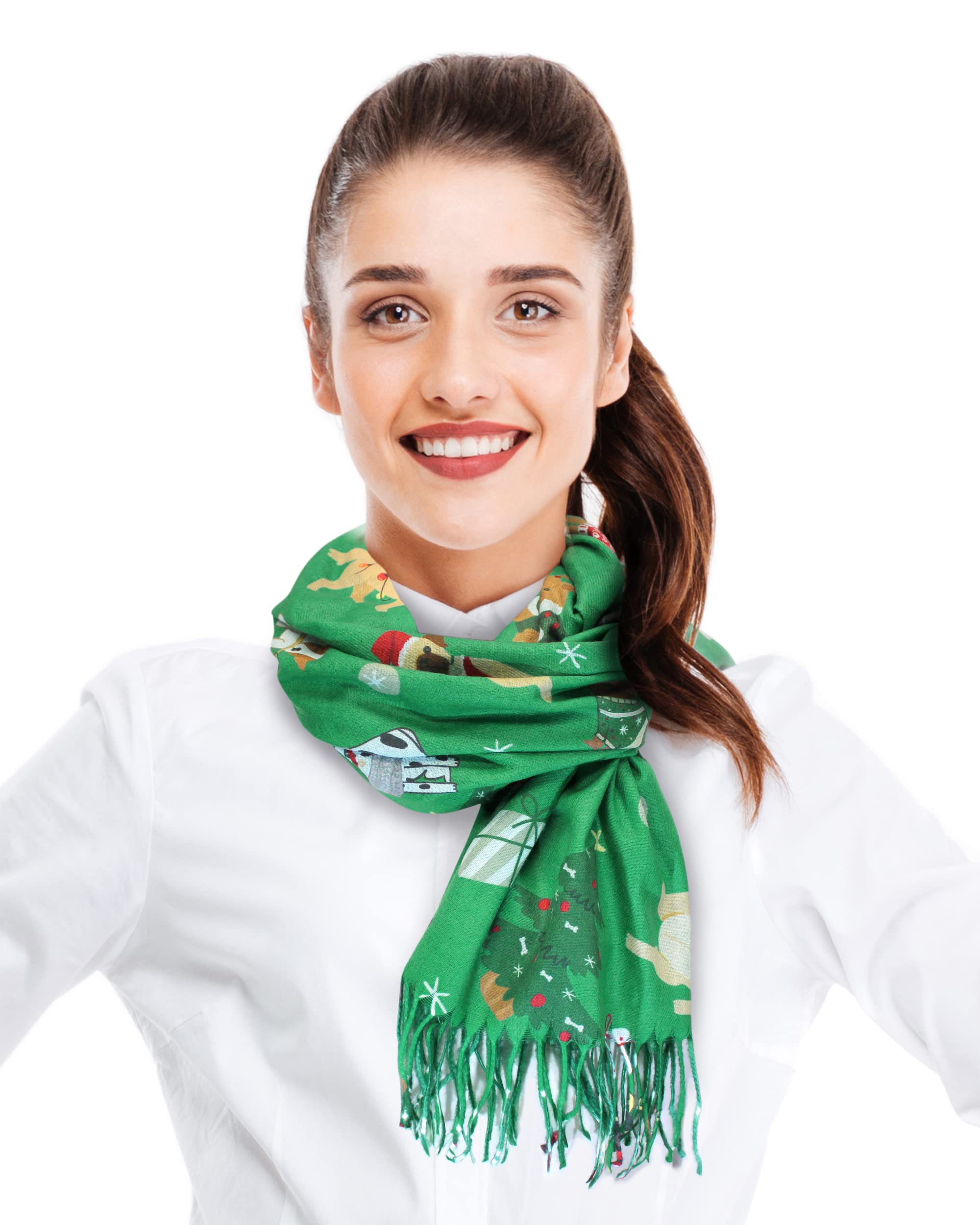 Christmas Dog Cat Lover Scarf - Soft Animal Print Fashion Shawl for Holiday Gifts & Parties