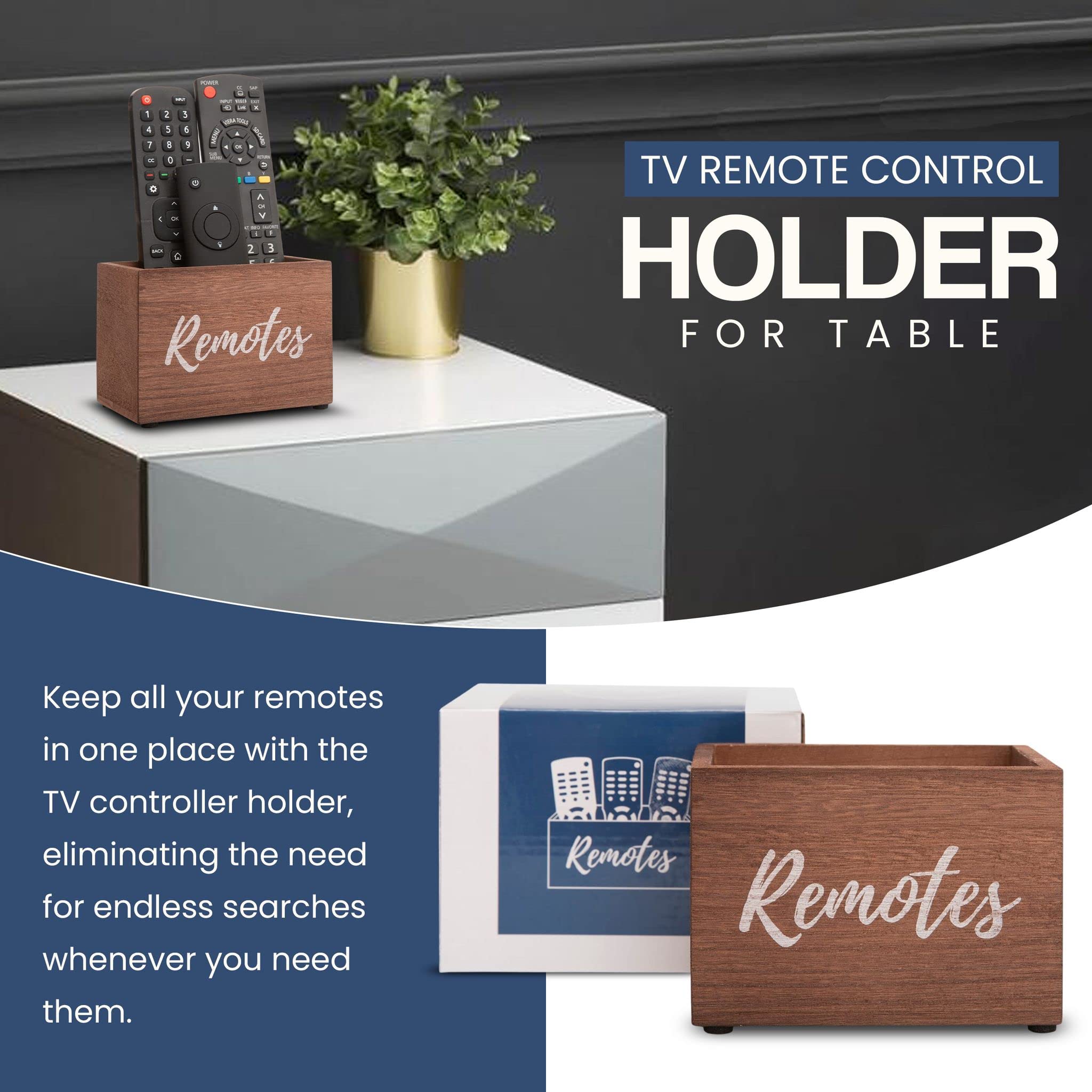 Universal TV Remote Holder for Table & Bedside - Organizer Caddy for 3+ Controllers | Durable Remote Control Stand for Living Room, Bedroom & Home Theater Accessories