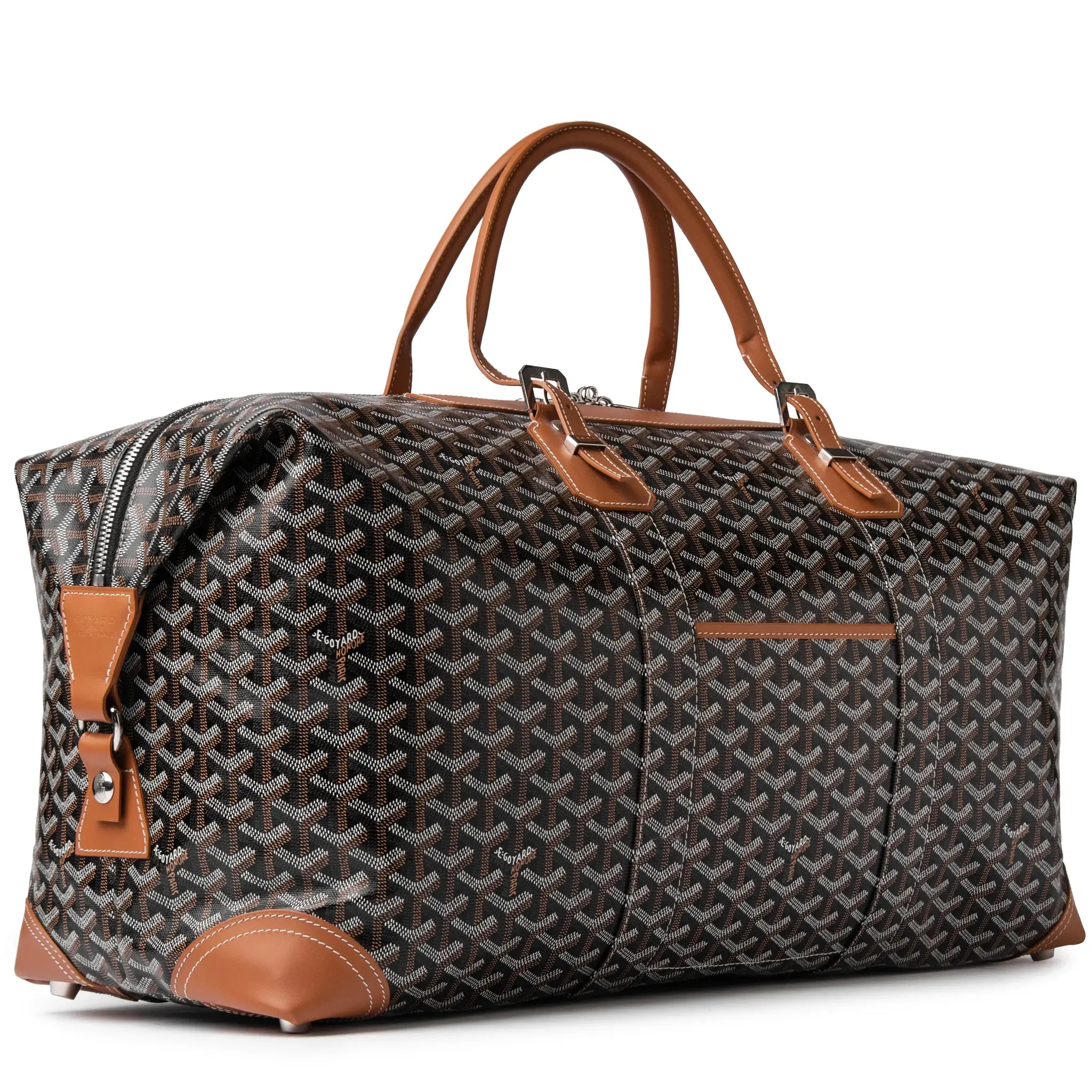 Goyard Bowling 55 Black Tan Leather Tote Bag for Women | Luxury Designer Handbag for Travel, Work & Everyday Use