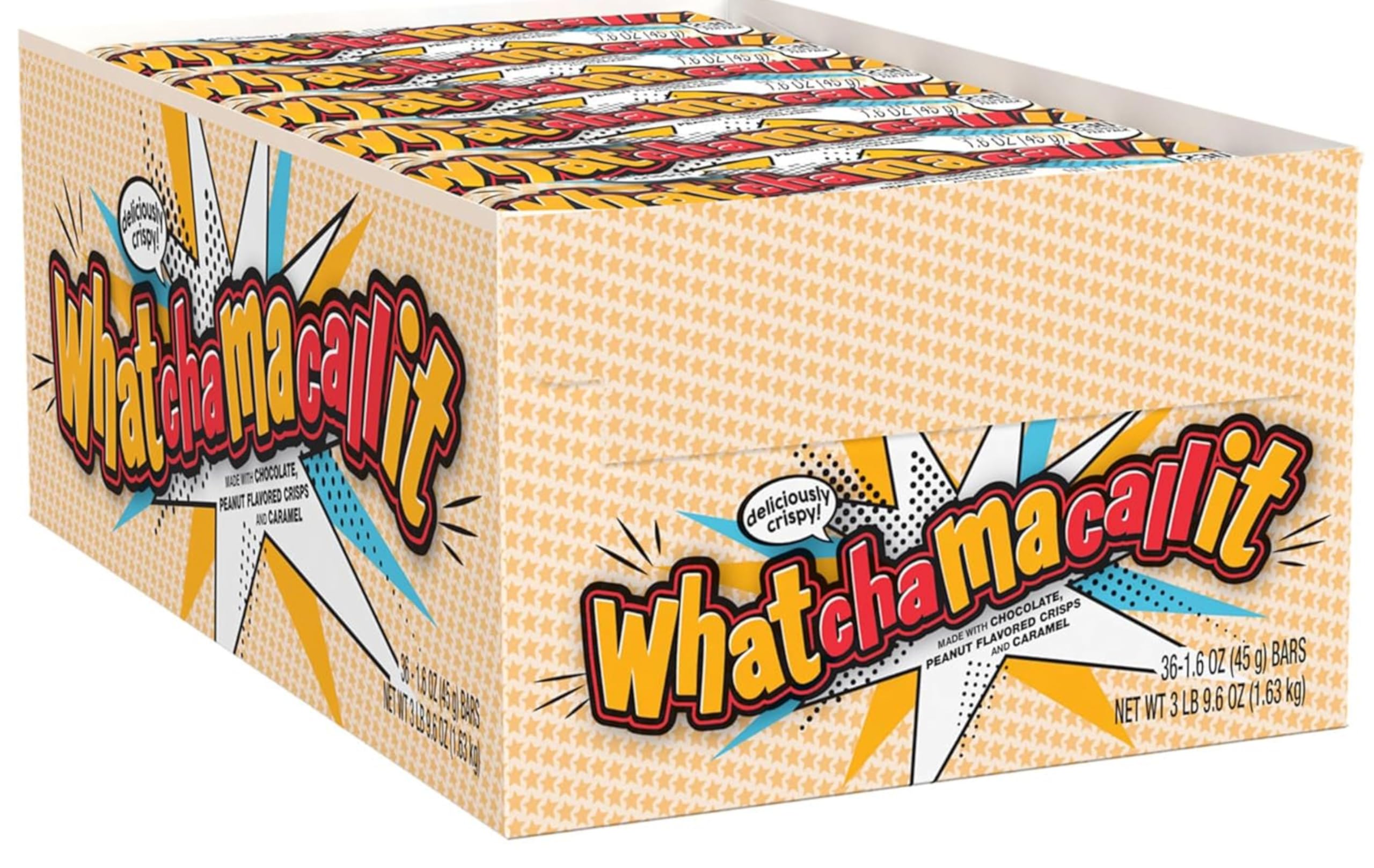 WHATCHAMACALLIT Chocolate Caramel Peanut Crisps Candy Bars - 1.6 oz (12 Count) - Perfect for Halloween Treats, Party Favors & Office Snacks