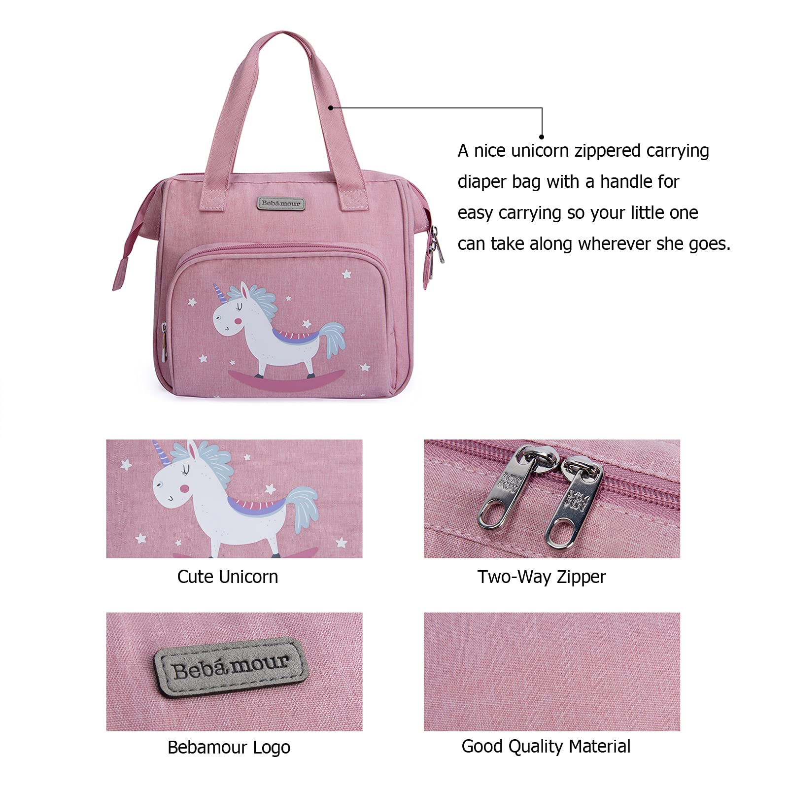 Bebamour Baby Doll Bag with Doll Changing Pad - Fashionable Kids Toy Carrier for Pretend Play & Role Play - Perfect for Playdates, Travel & Birthday Gifts