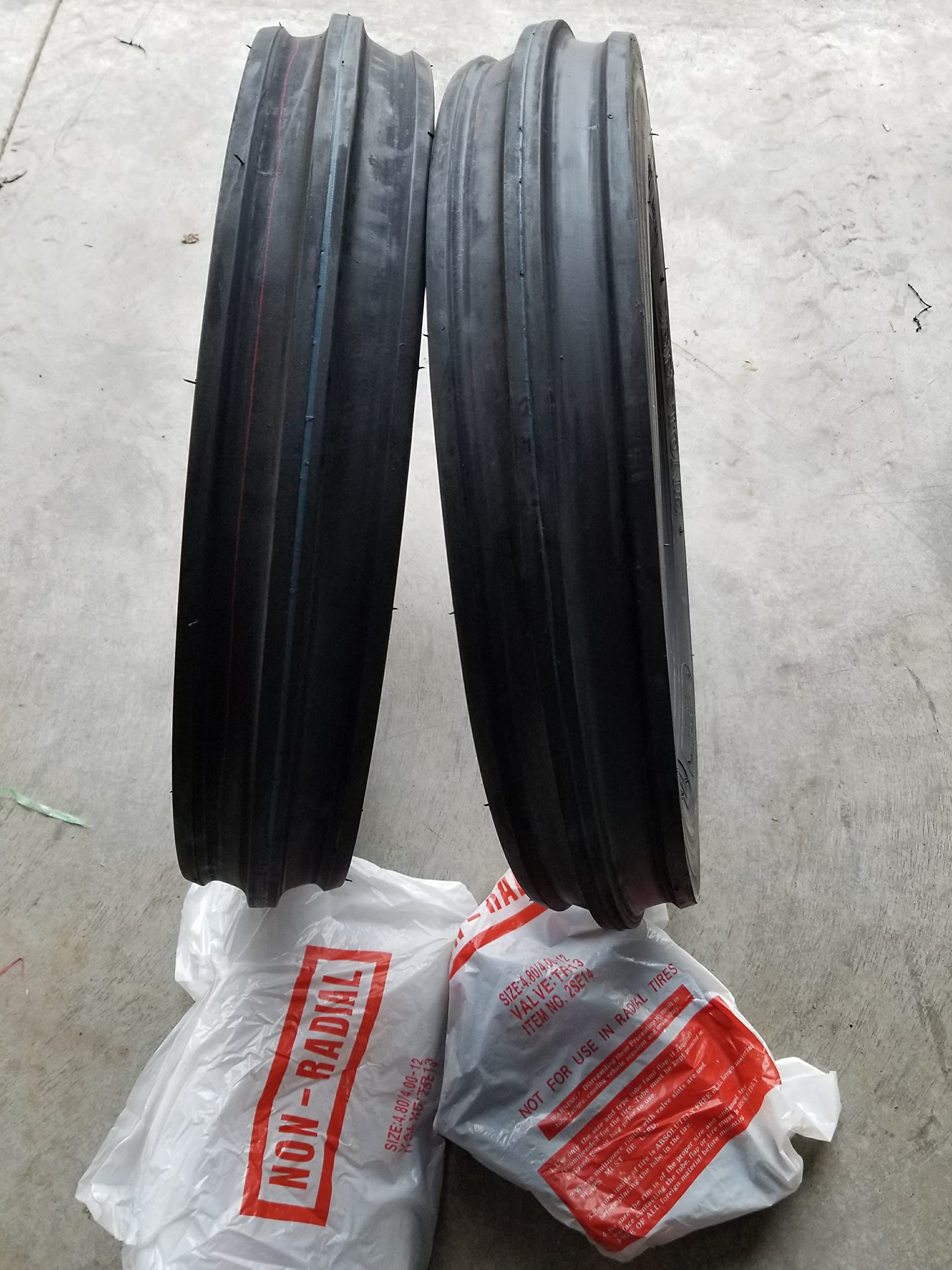 DEESTONE 4.00-12 Rib Tractor Tires with Tubes - 400-12 Three Rib Tires for Lawn & Garden Tractors - Perfect for Farm Equipment, Landscaping and Agricultural Use
