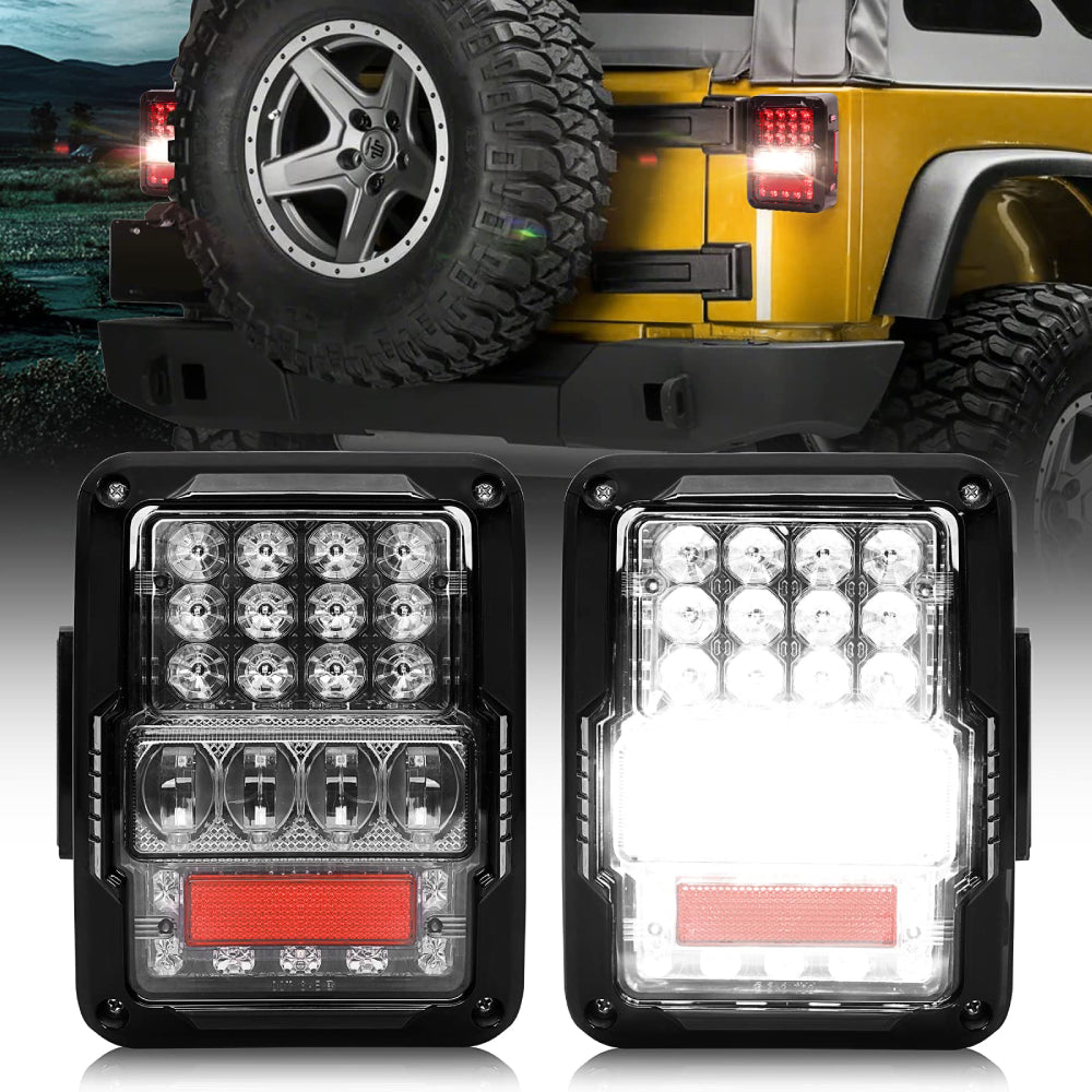 LOYO LED Tail Lights for Jeep Wrangler JK/JKU 2007-2017 - Waterproof Brake Lights with Built-in EMC (2-Pack) - Perfect for Off-Roading & Night Driving