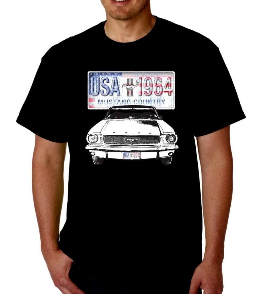 Ford Mustang Car License Plate T-Shirt - Classic Muscle Car Graphic Tee for Men | Casual Wear & Car Enthusiast Gift