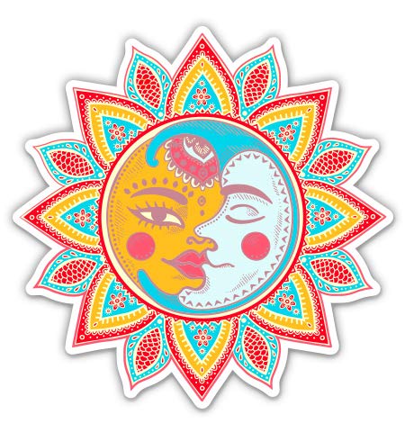 Celestial Sun Moon 5-Inch Vinyl Sticker - Waterproof Decal for Car, Laptop, iPad - Perfect for Personalizing Devices, Notebooks & Water Bottles