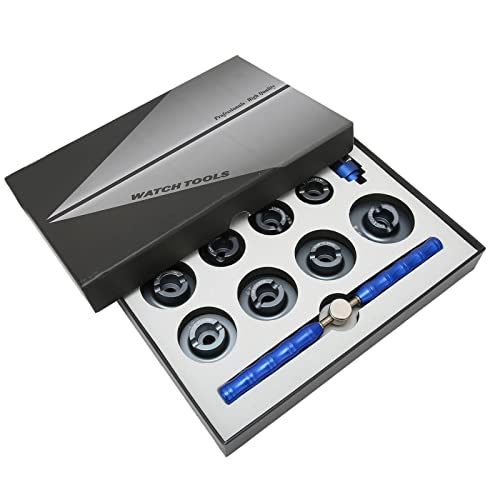 10-Piece Watch Case Opener Kit with Multiple Size Dies - Professional Watch Battery Replacement Tool, Movement Holder & Cover Press for Watch Repair - Ideal for Watchmakers, Jewelers & DIY Enthusiasts (Perfect for Rolex, Omega & Luxury Watch Maintenance)