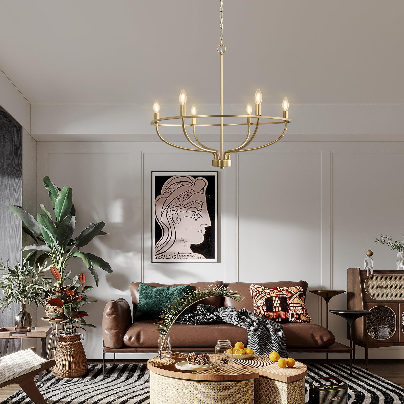 6-Light Brushed Gold Chandelier - 29