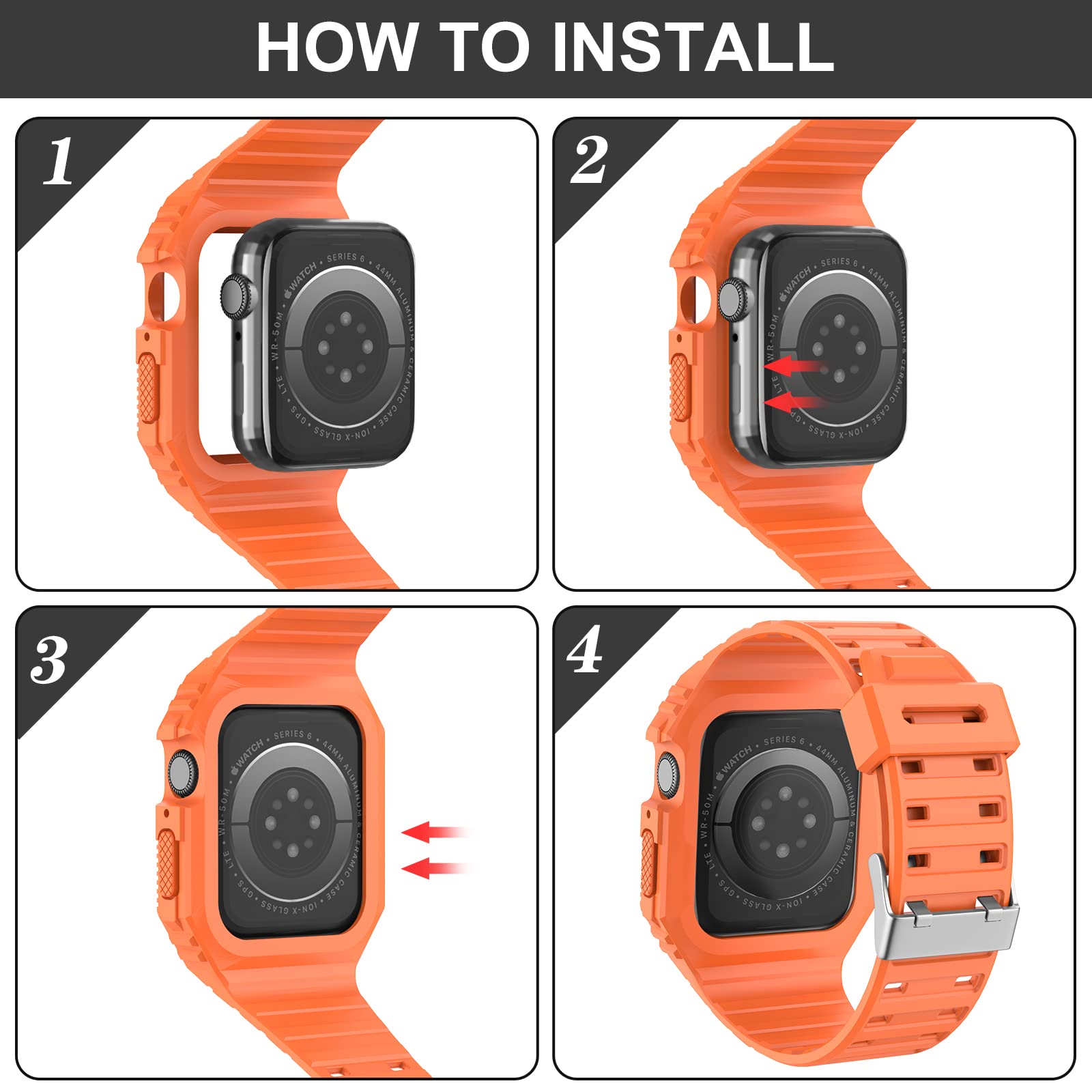 Premium Apple Watch Bands Compatible with 38mm 40mm 42mm 44mm - Durable TPU Sport Strap with Rugged Bumper Case for Series 7/6/5/4/SE/3/2/1 - Perfect for Workouts, Running & Outdoor Activities (Men & Women)