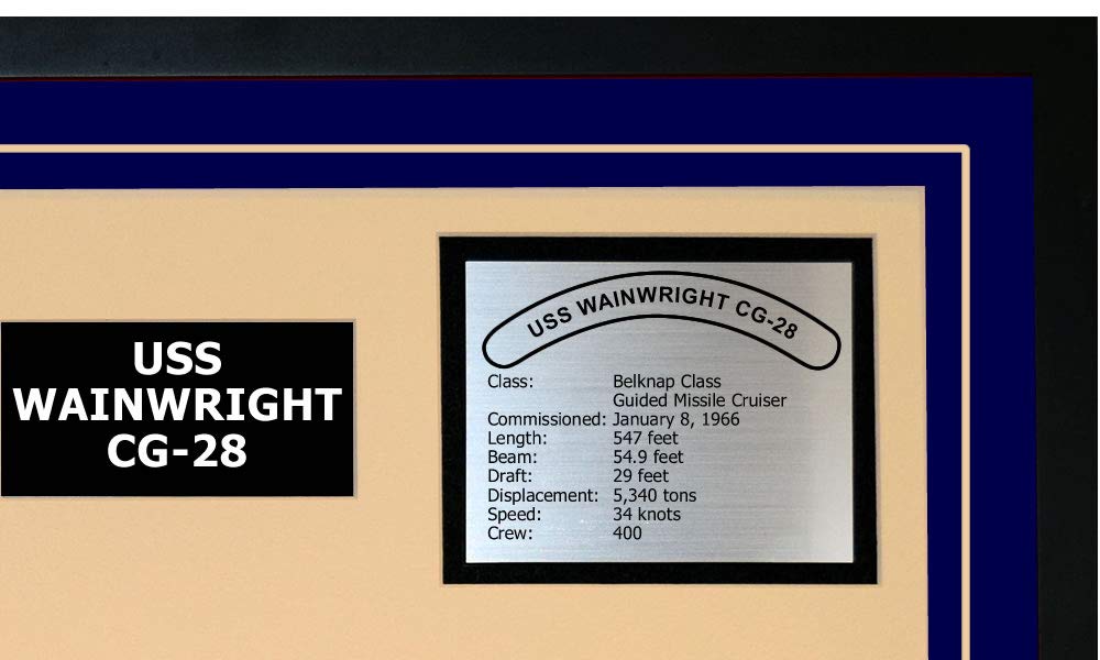 USS Wainwright CG-28 Navy Ship Model - Framed Blue Display for Home & Office Decor - Perfect for Military Collectors & Naval History Enthusiasts