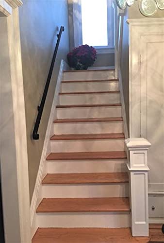 2' Scroll Wrought Iron Handrail with Adjustable Brackets - Elegant Staircase Railing for Indoor/Outdoor Home Safety & Decoration