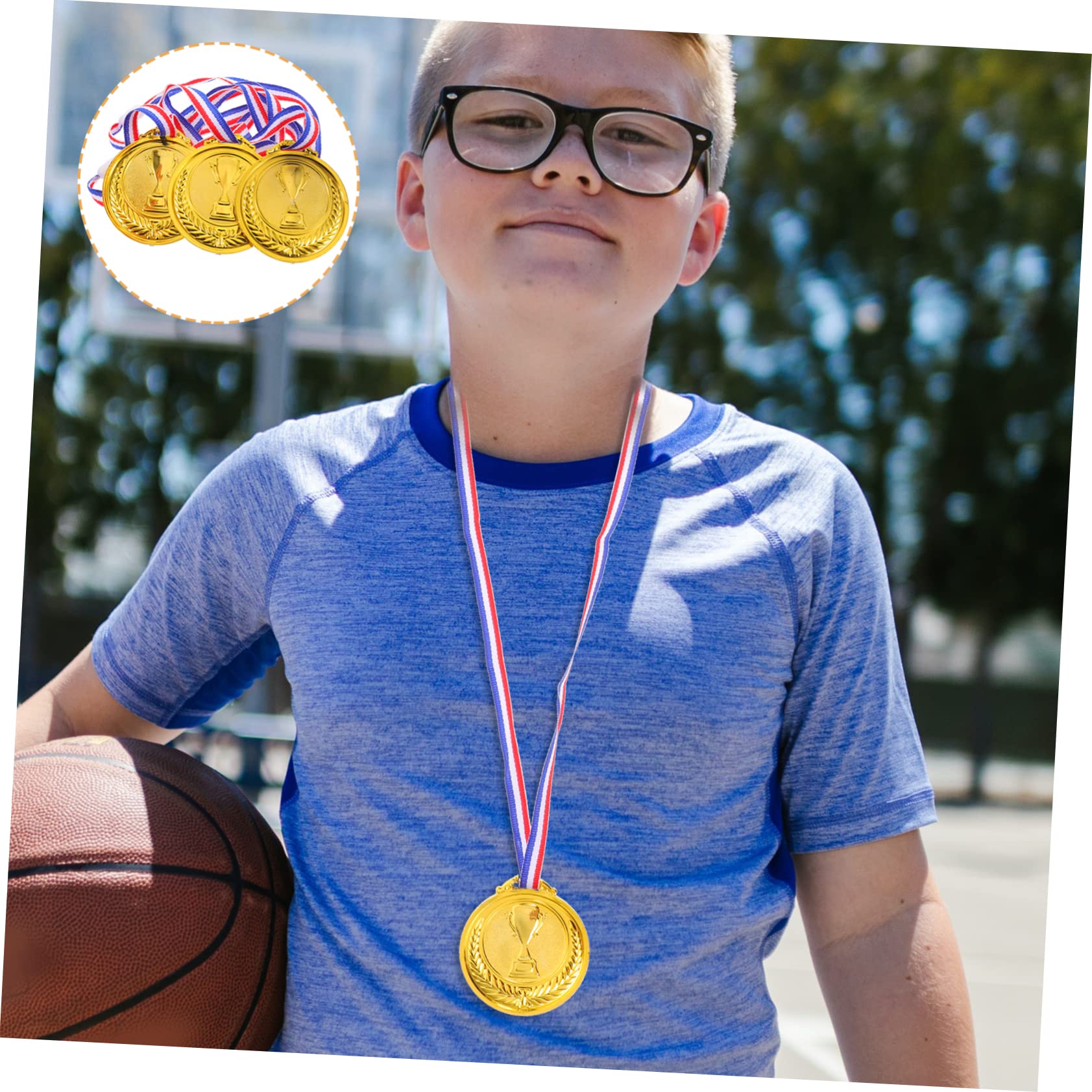 Milisten 6-Piece Kids' Plastic Gold Medals Set - Reusable Children's Award Toys for Sports Day, Birthday Parties & School Achievements