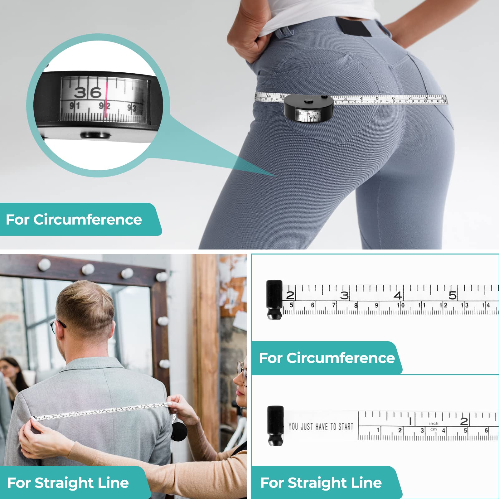 Retractable Body Tape Measure for Weight Loss, Fitness & Bodybuilding - 60 Inch/150cm Soft Sewing Measuring Tape with Lock Pin - Perfect for Tailors, DIY & Body Measurements (3-Pack) - Ideal for Tracking Progress, Sewing Projects & Health Monitoring