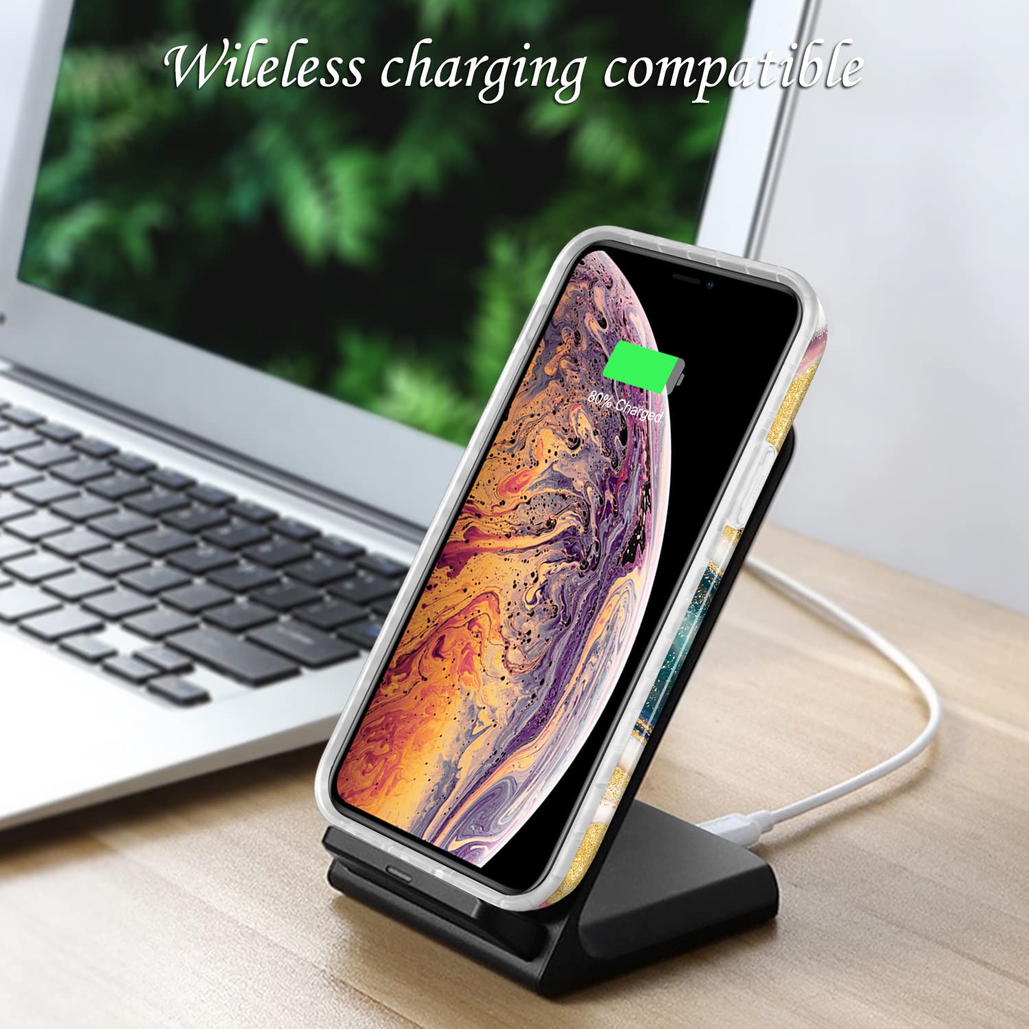 JIAXIUFEN iPhone X/Xs Case - Gold Sparkle Glitter Marble Slim Shockproof TPU Soft Silicone Cover (Dark Green) | Protective Phone Case for Everyday Use, Work & Travel