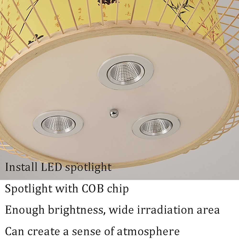 Modern LED Chandelier - Handmade Bamboo Pendant Light with Chinese Country Style, E27 Socket Hanging Lamp | Perfect for Dining Room, Bedroom & Boho Home Decor