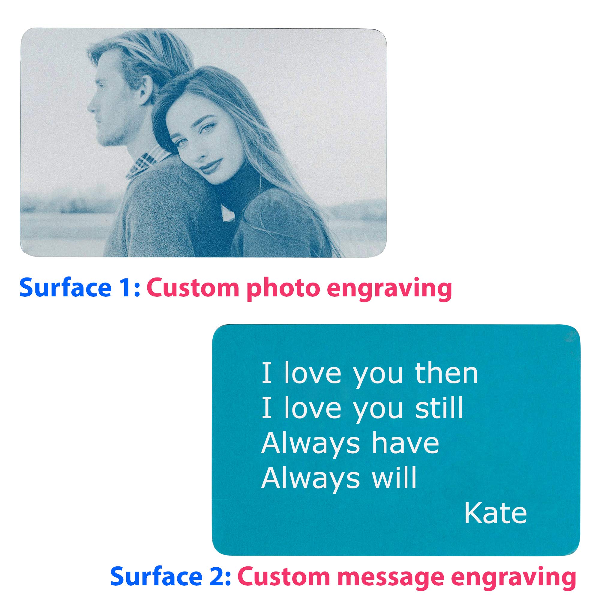 Personalized Engraved Wallet Insert Card - Custom Photo & Text Gift for Loved Ones - Perfect for Anniversaries, Weddings & Romantic Occasions