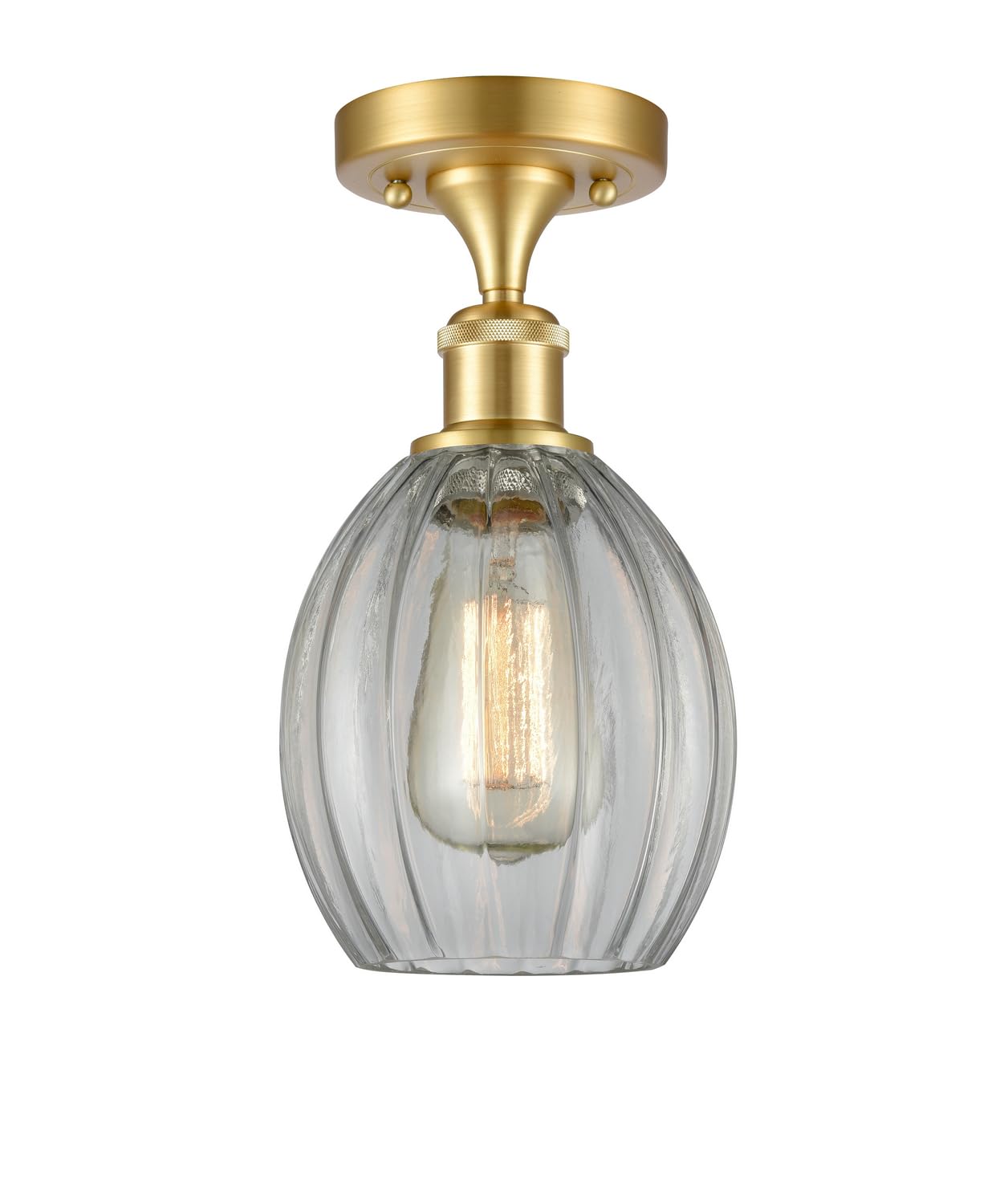 516-1C-SG-G82-LED Bare Bulb 1 Light Cord Set in Satin Gold - Vintage Edison Style Pendant Lighting for Cafe, Restaurant and Home Decor