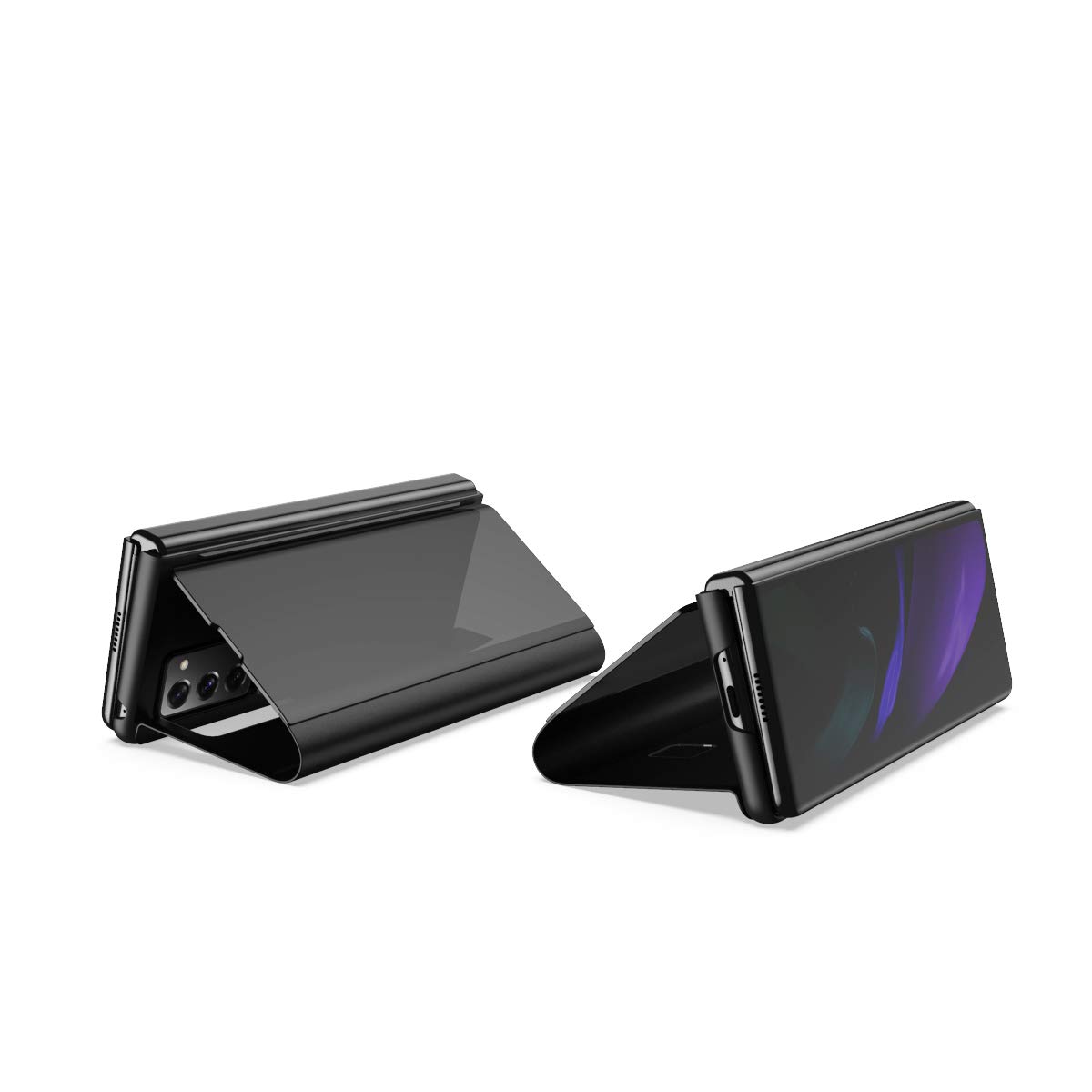 Samsung Galaxy Z Fold 2 Case with Mirror Design & Smart Window - Clear View Screen Protector, Wireless Charging Compatible Flip Cover for Samsung Galaxy Z Fold 2 (Rose Gold) - Perfect for Work, Travel & Everyday Protection