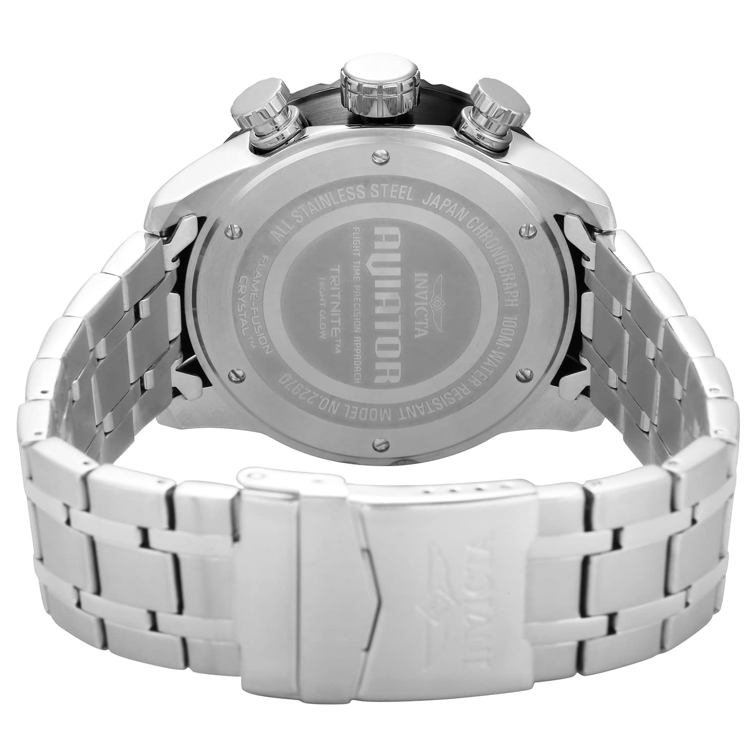 Invicta Aviator Men's Stainless Steel Quartz Watch - 48mm Large Face Pilot Style Watch for Aviation Enthusiasts & Everyday Wear