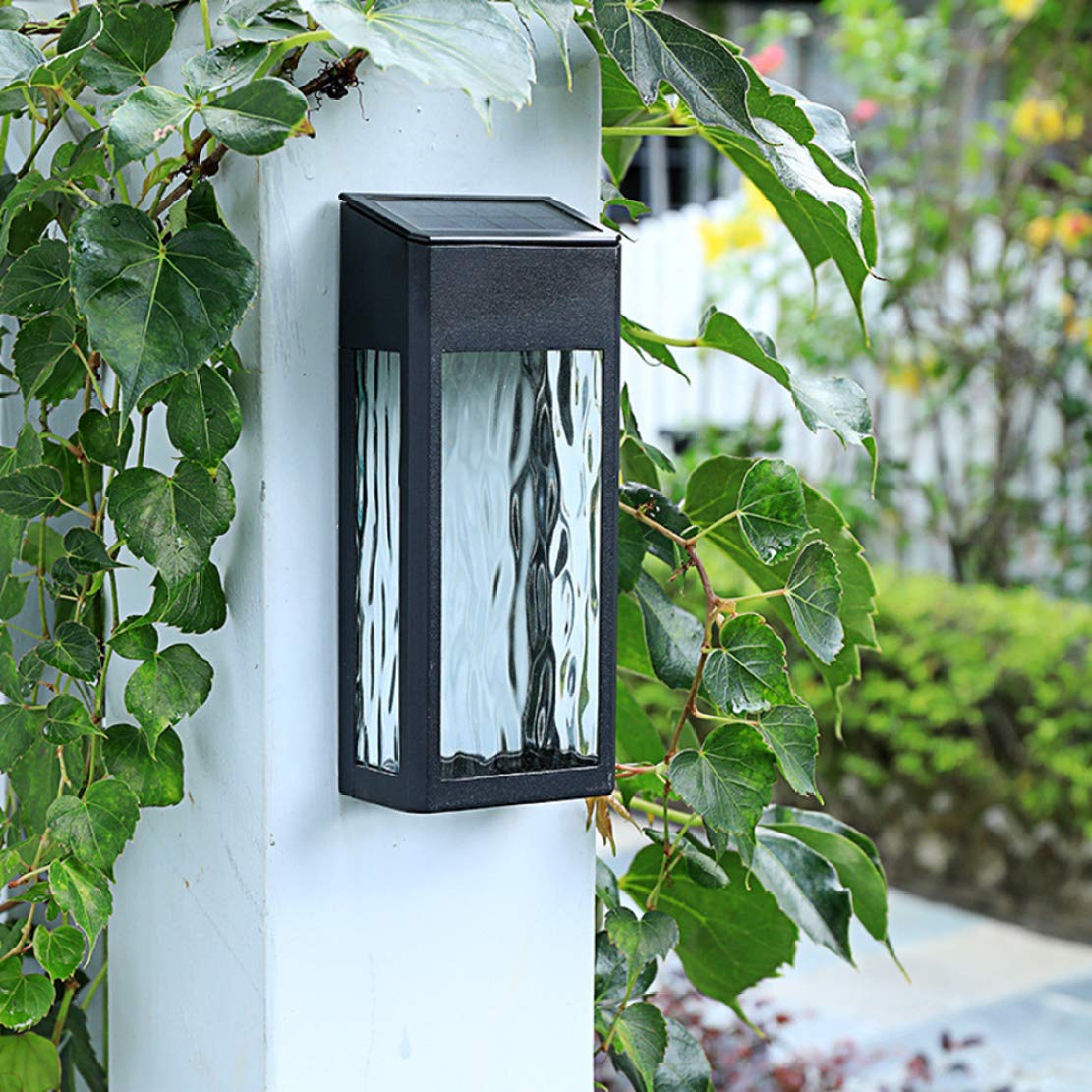 JLDNC 2 Pack Solar Powered Outdoor Wall Lights with Motion Sensor - Waterproof Black Wall Sconce Lantern for Porch, Doorway & Garden Lighting | Energy Efficient Security Lighting for Home Exterior