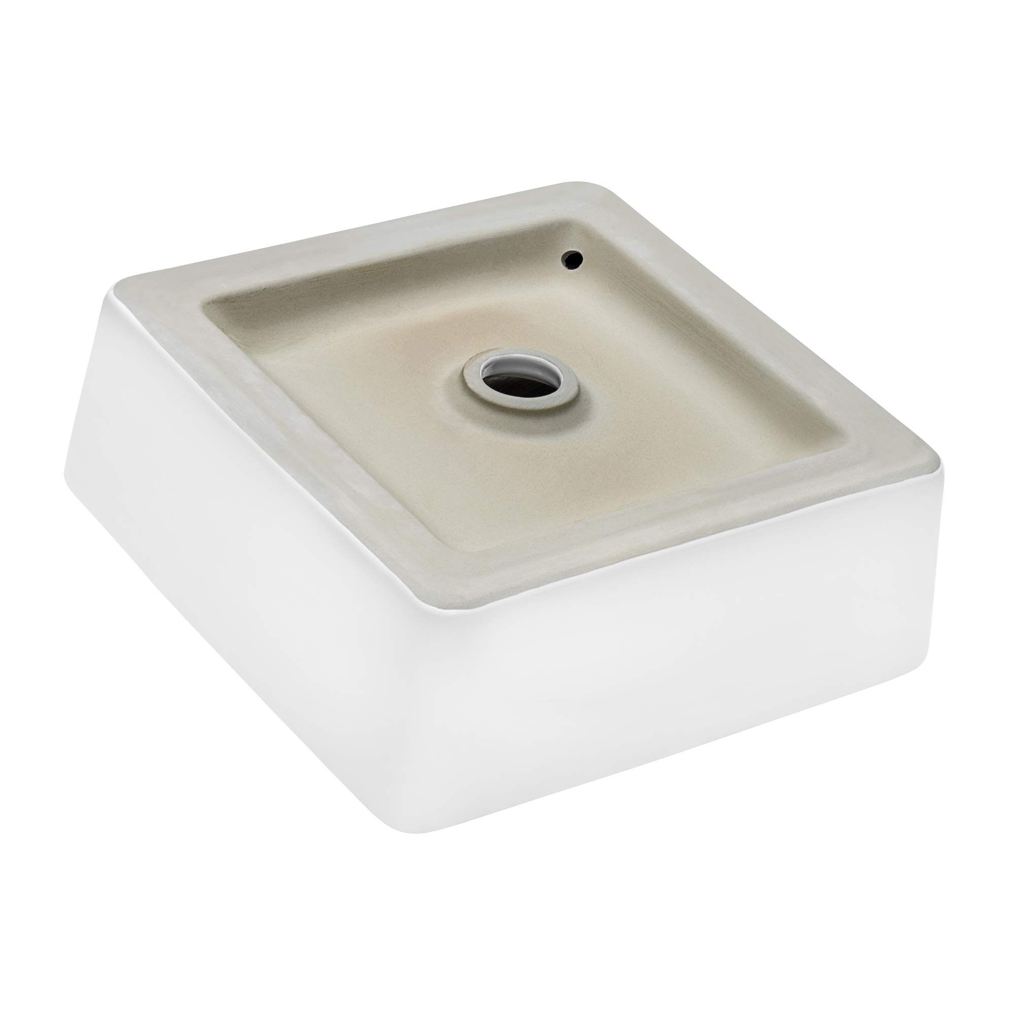 Ruvati 15 x 15 Inch White Rectangular Porcelain Vessel Sink for Bathroom Vanity - Above Counter Ceramic Basin - Perfect for Small Bathrooms, Powder Rooms & RV Bathrooms (Model RVB1616)