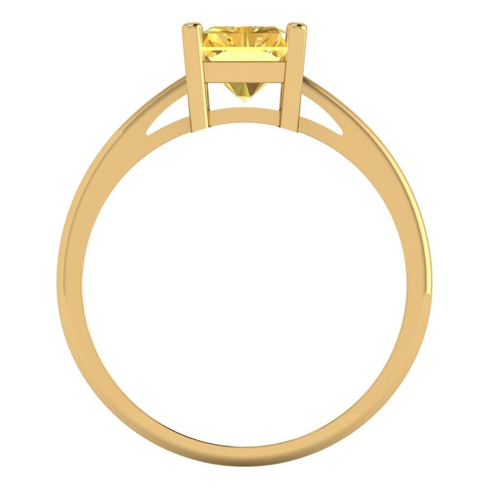 2.0ct Canary Yellow Emerald Cut Simulated Diamond Ring - 14k Gold for Engagement & Anniversary