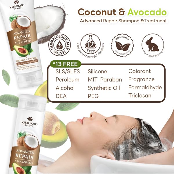 KKT Extra Strength Damage Remedy Shampoo & Conditioner Set - Sulfate & Silicone Free for Dry, Frizzy, Coarse Hair Repair | 100% Natural with Coconut & Avocado Oil | Deep Hydration for Color-Treated & Chemically Damaged Hair | Salon-Quality Hair Care at Home