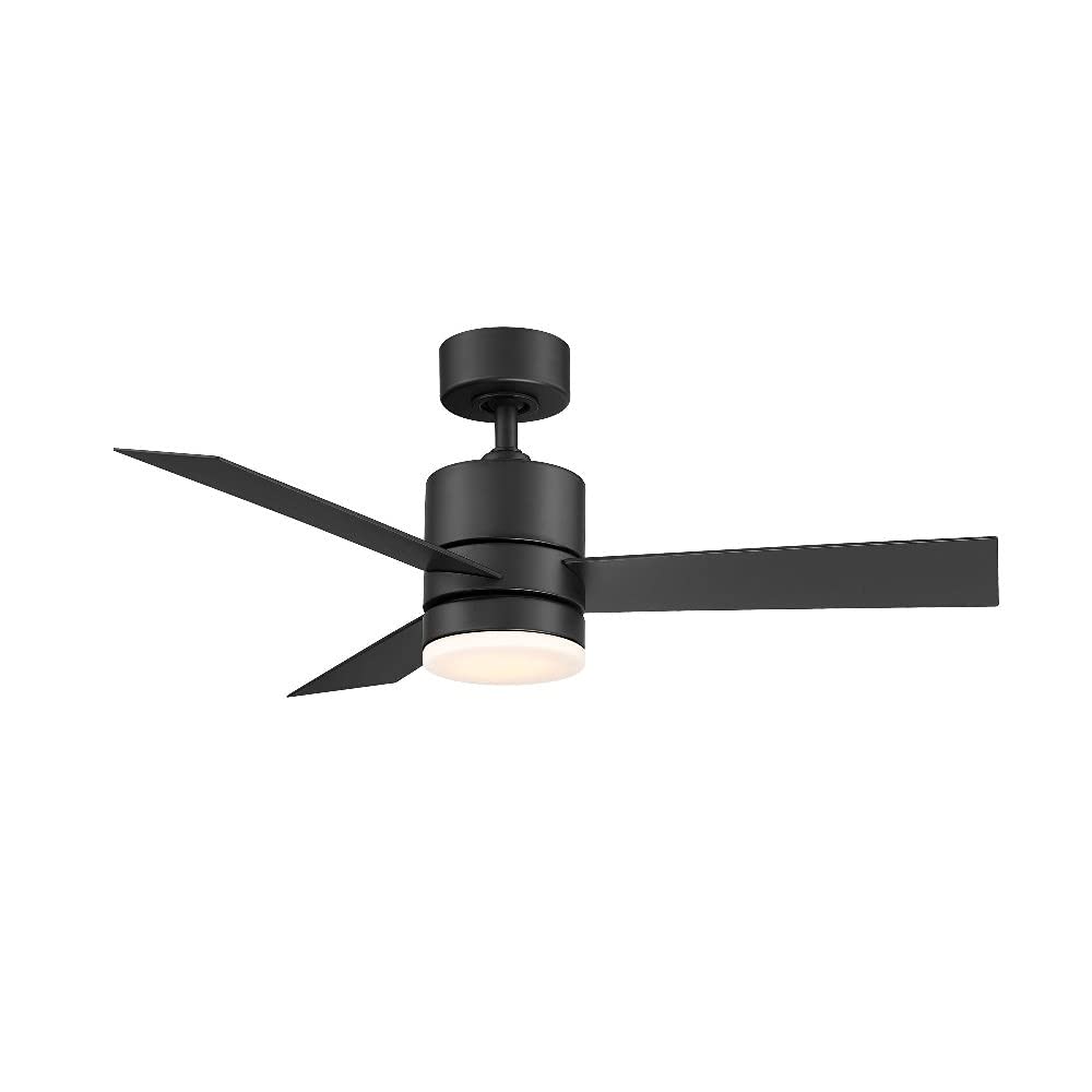 Smart 3-Blade Ceiling Fan 44in Matte Black with 3000K LED Light Kit, Remote Control, Alexa & Google Assistant Compatible, Perfect for Living Room, Bedroom, and Patio