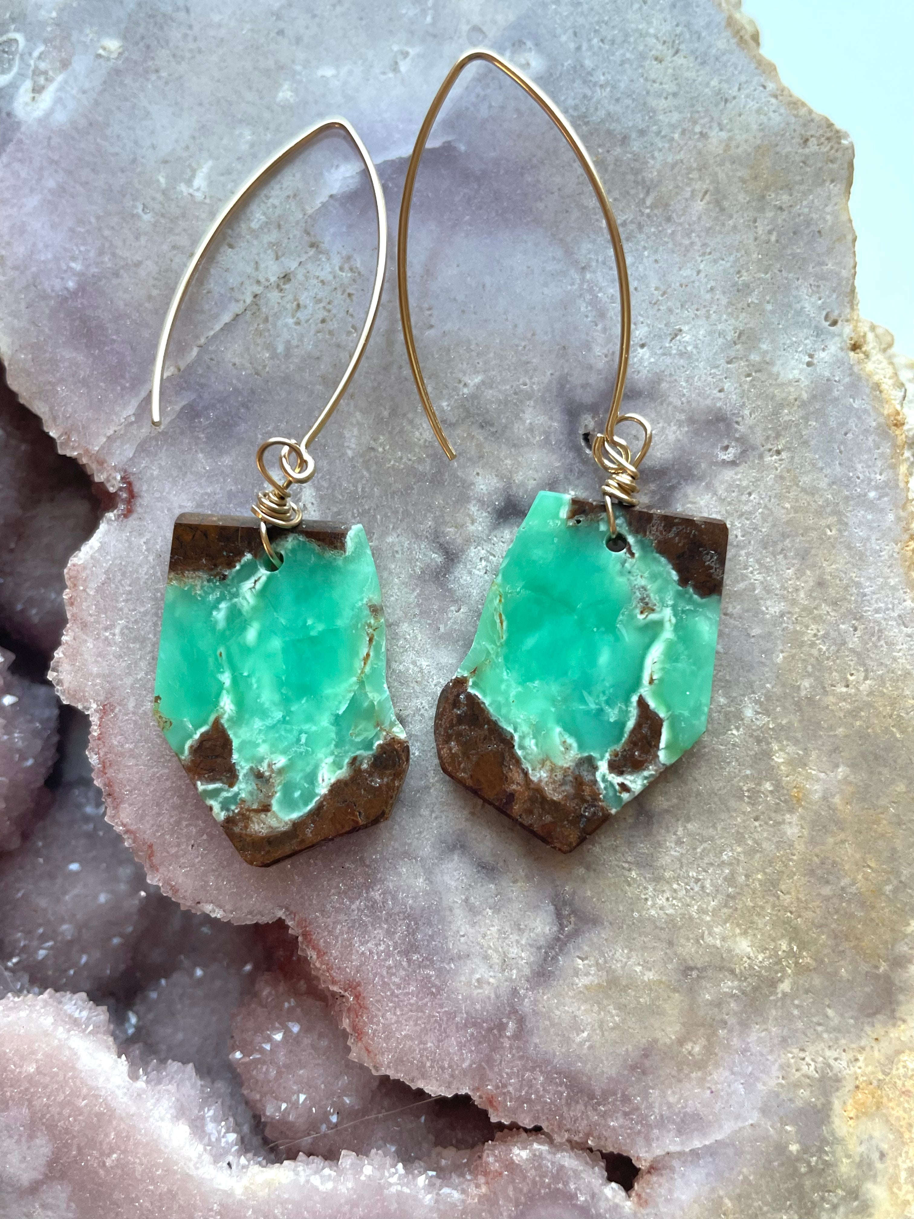 Stunning Chrysoprase Statement Earrings in Gold Fill - Elegant Dangle Earrings for Women, Perfect for Parties, Weddings & Special Occasions