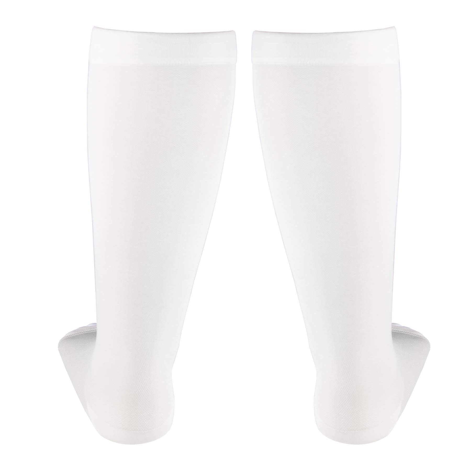 Truform 30-40 mmHg Medical Compression Socks for Men & Women - Knee High Open Toe Support Stockings in White (Large Size) - Ideal for Circulation, Varicose Veins & Post-Surgery Recovery